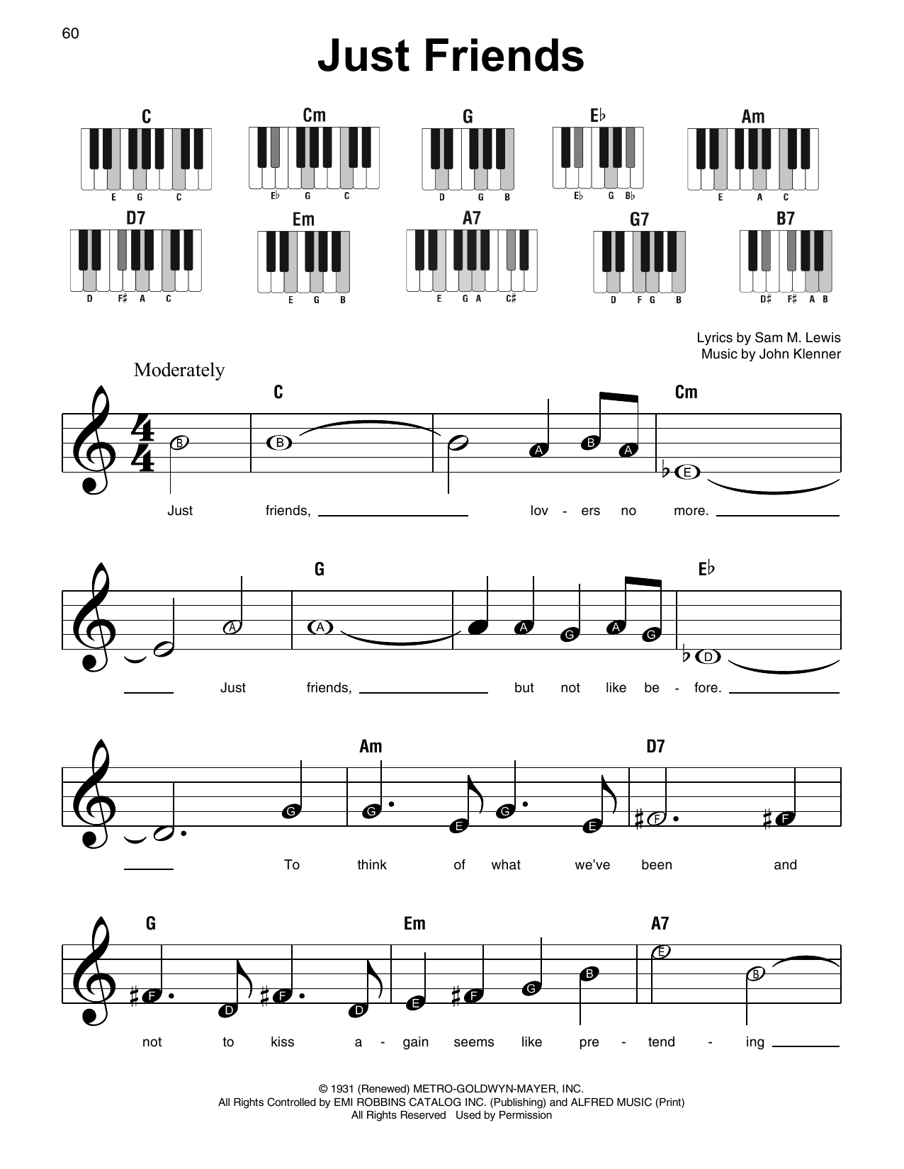 Just Friends (Super Easy Piano) von Sam M. Lewis