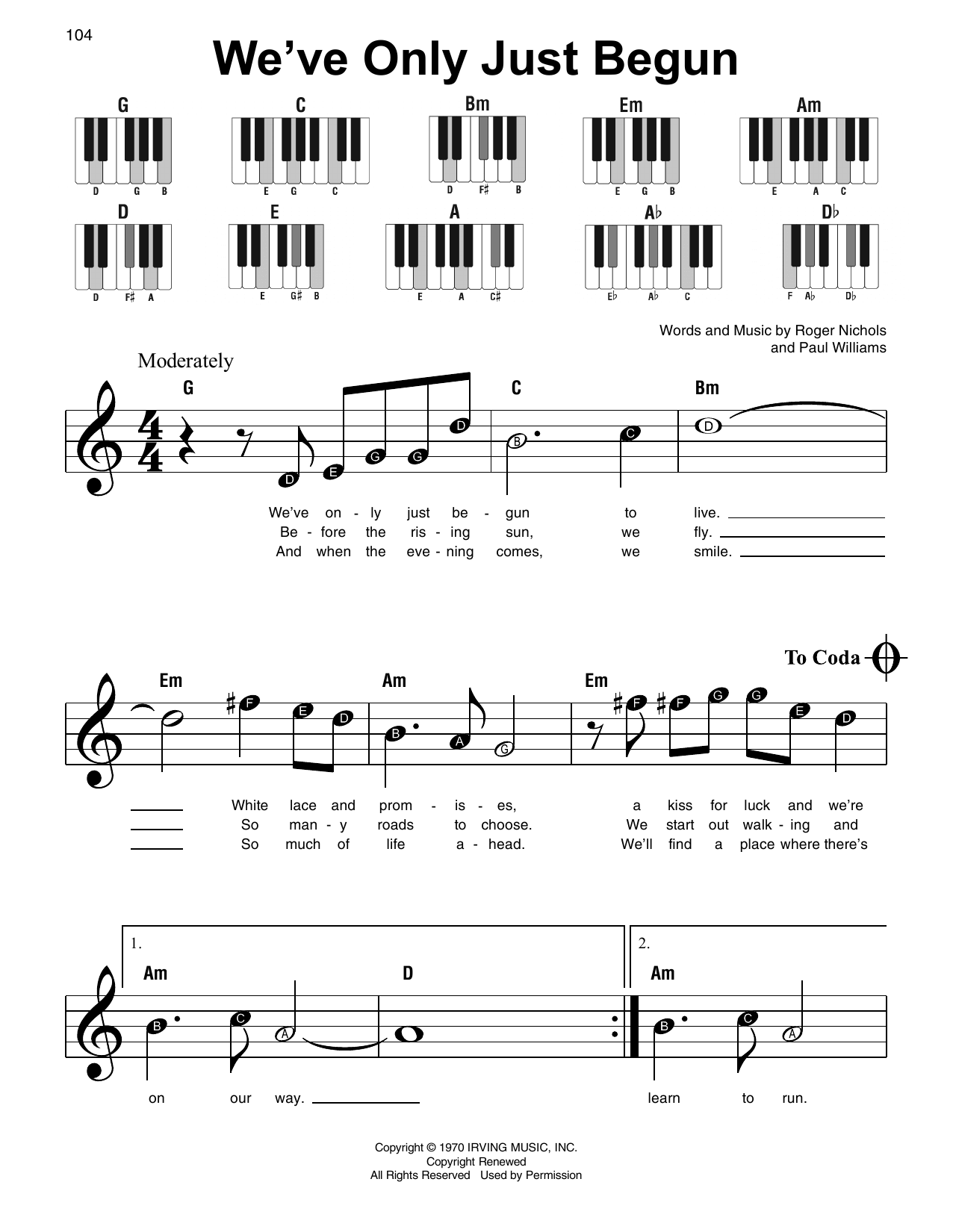 We've Only Just Begun (Super Easy Piano) von The Carpenters