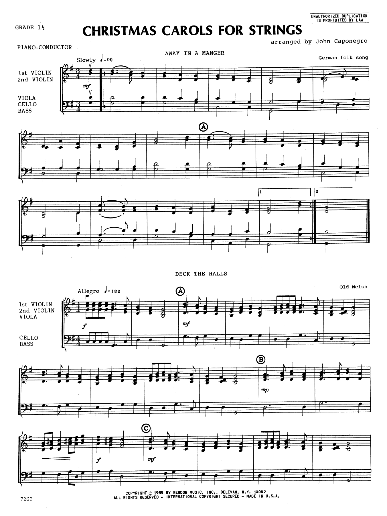 Christmas Carols for Strings - Full Score (Orchestra) von John Caponegro