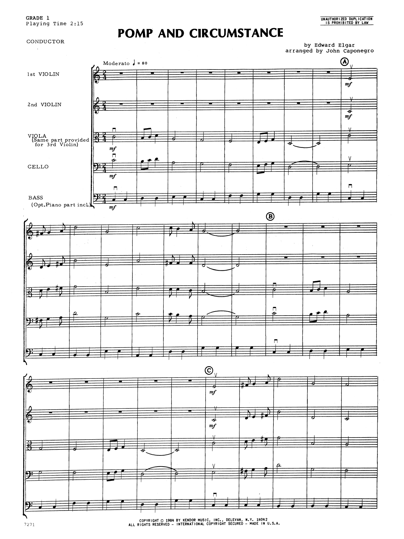 Pomp And Circumstance - Full Score (Orchestra) von John Caponegro
