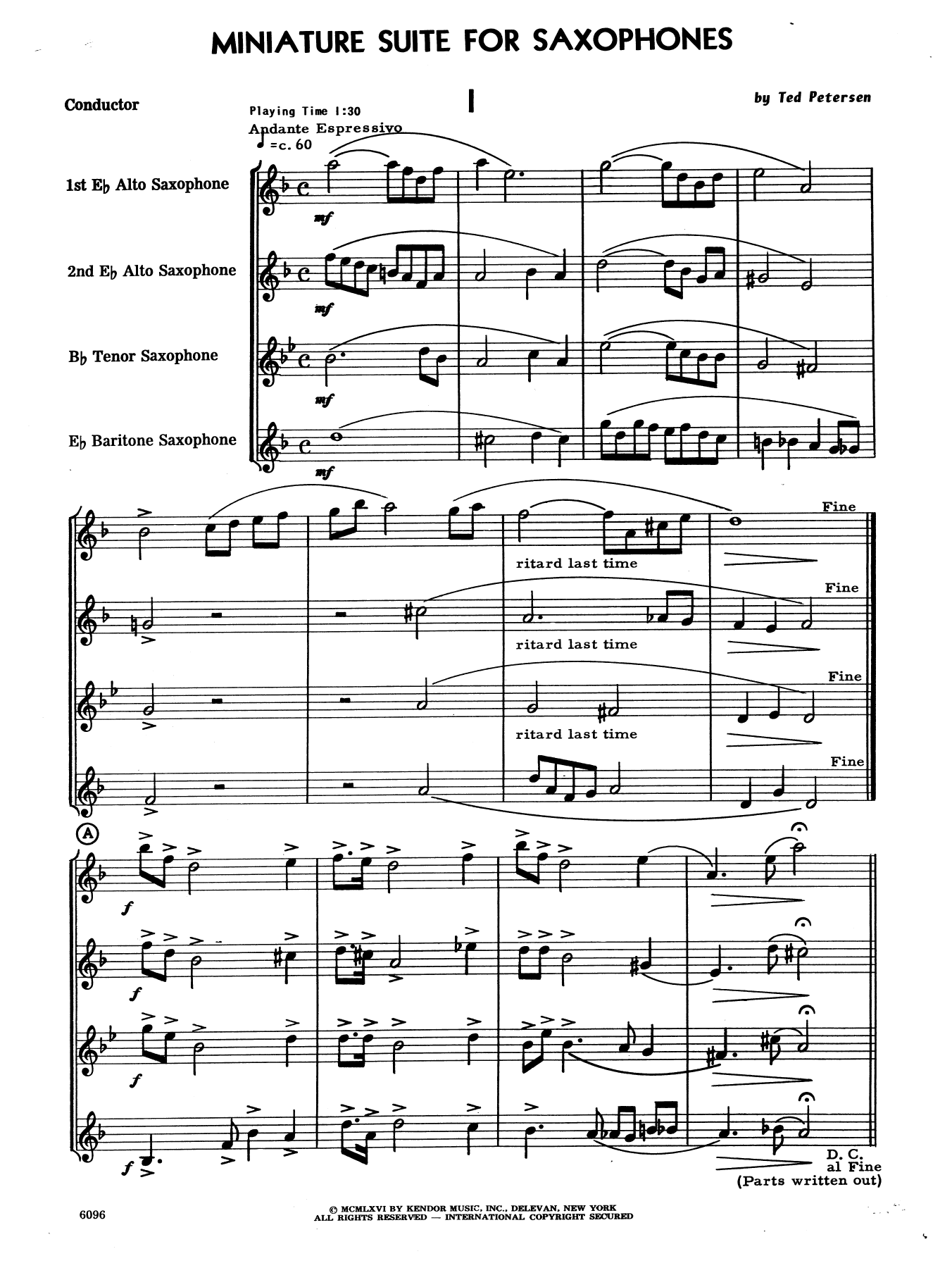 Miniature Suite for Saxophones - Full Score (Woodwind Ensemble) von Ted Petersen