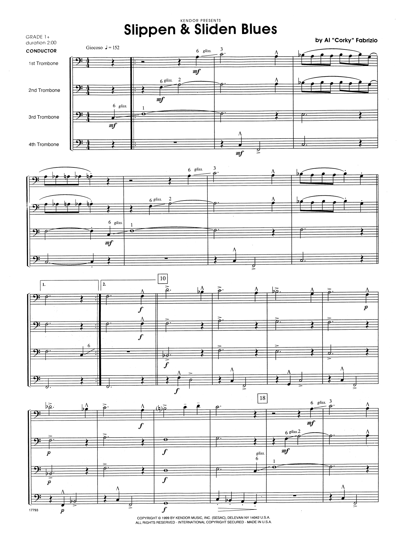 Slippen & Sliden Blues - Full Score (Brass Ensemble) von Al 