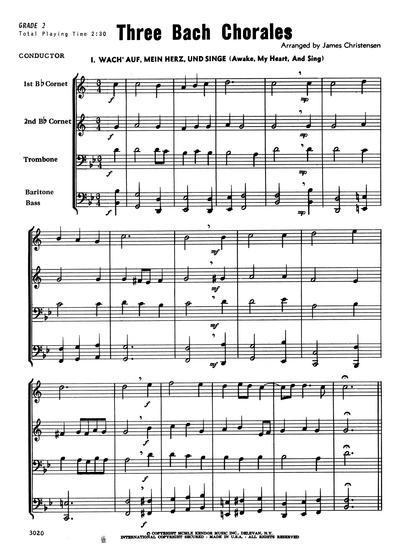 Three Bach Chorales - Full Score (Brass Ensemble) von James Christensen