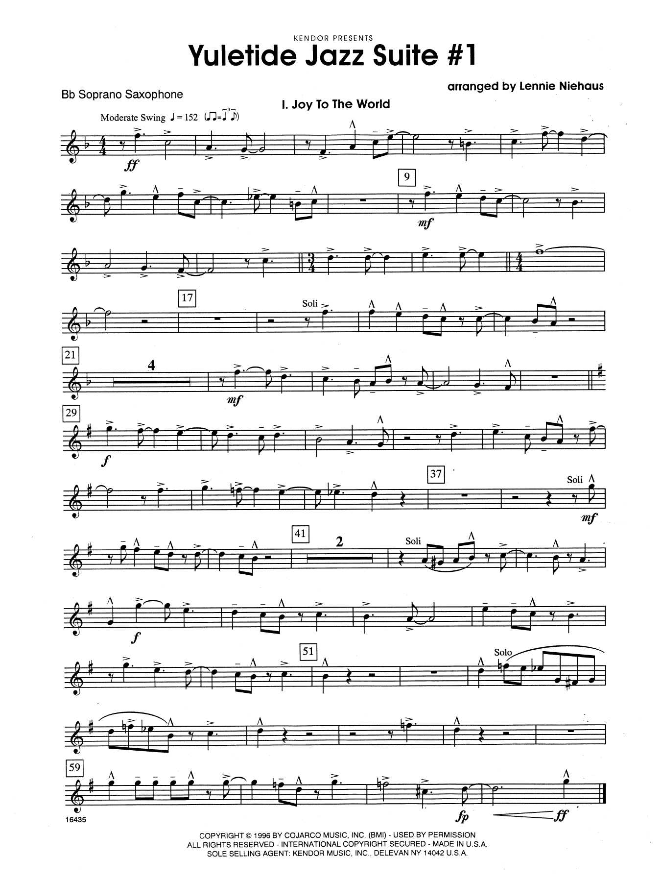 Yuletide Jazz Suite #1 - Bb Soprano Sax (Woodwind Ensemble) von Lennie Niehaus