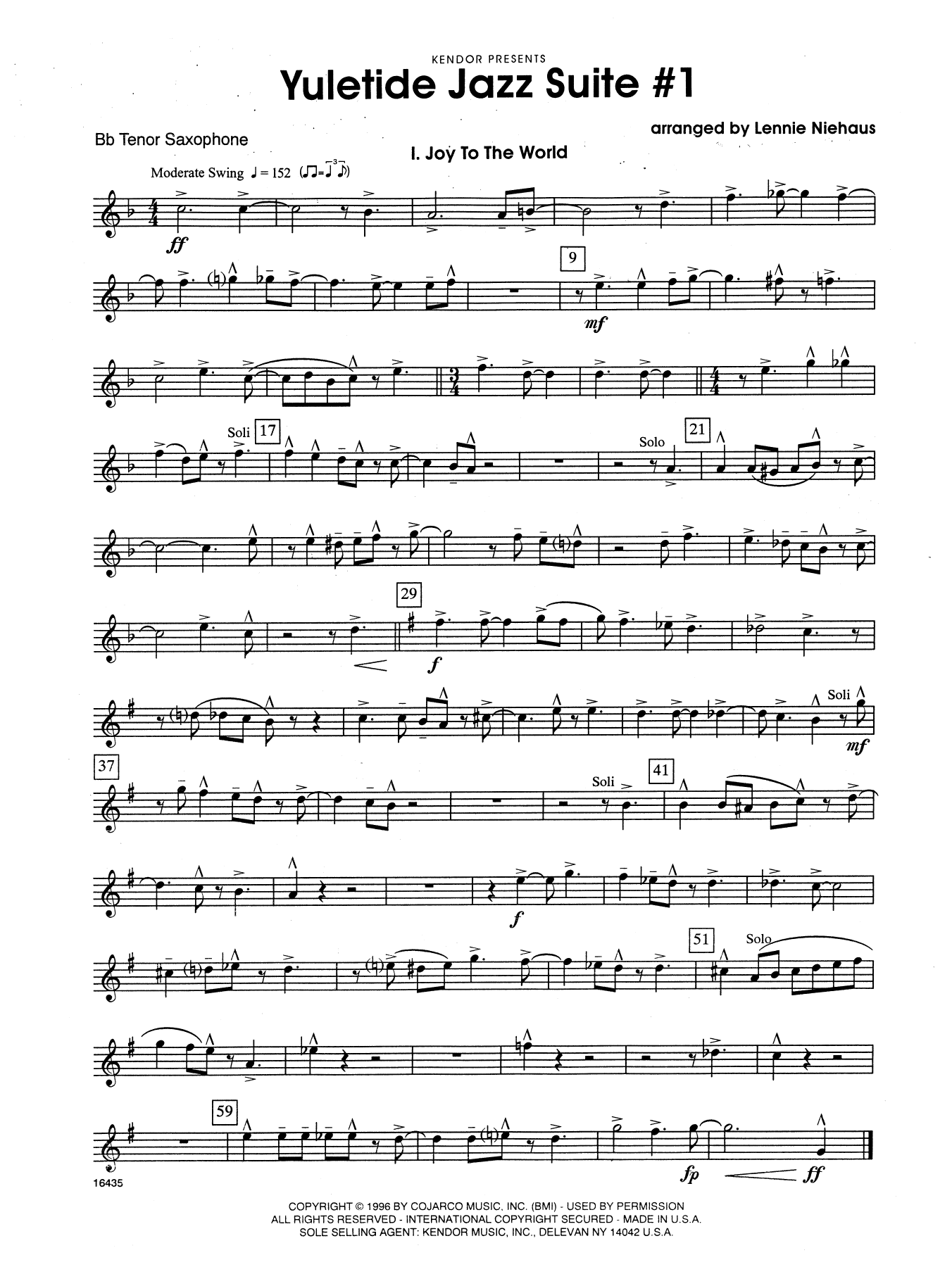 Yuletide Jazz Suite #1 - Bb Tenor Saxophone (Woodwind Ensemble) von Lennie Niehaus