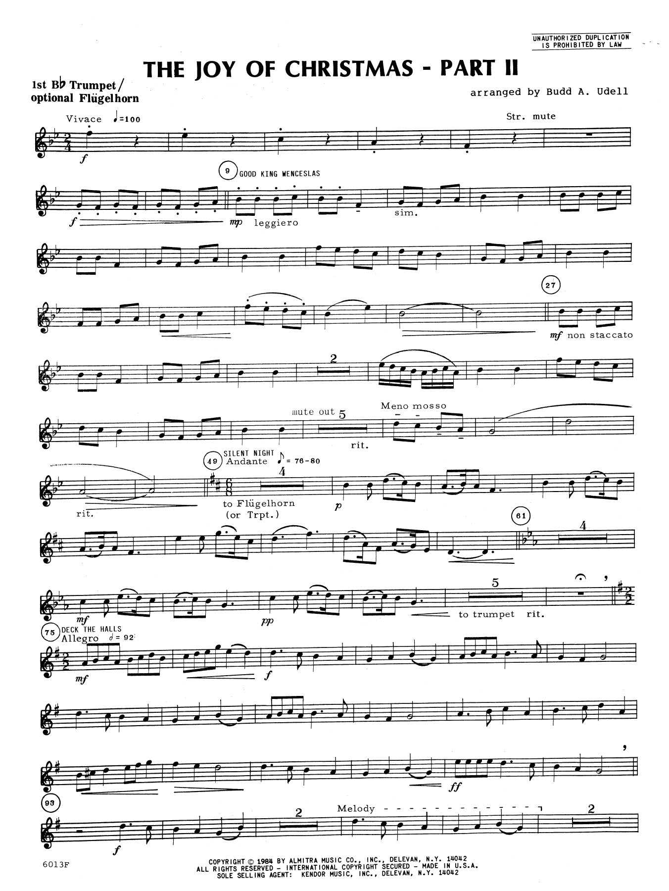 The Joy of Christmas Part 2 - 1st Bb Trumpet (Brass Ensemble) von Budd A. Udell