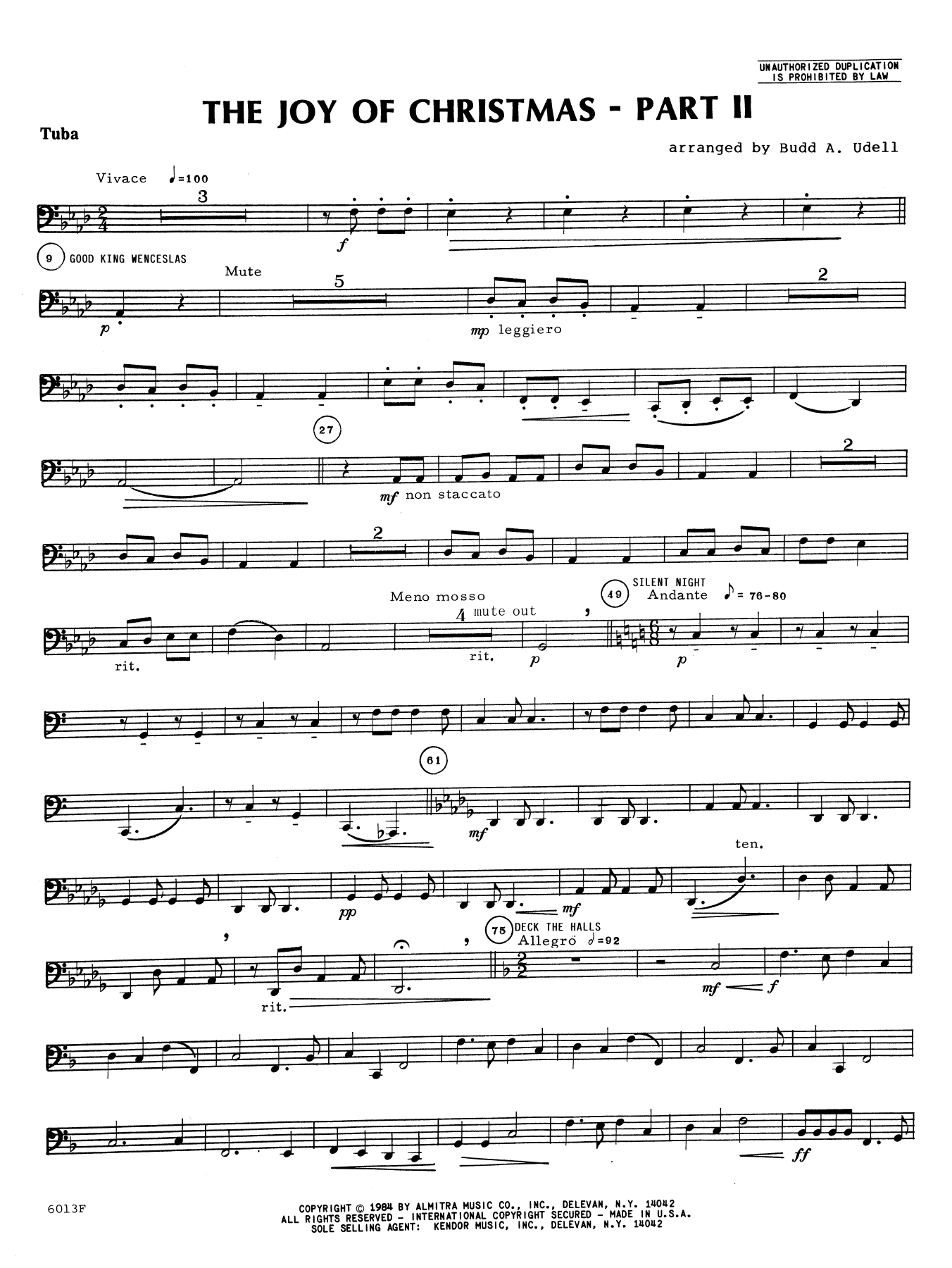 The Joy of Christmas Part 2 - Tuba (Brass Ensemble) von Budd A. Udell