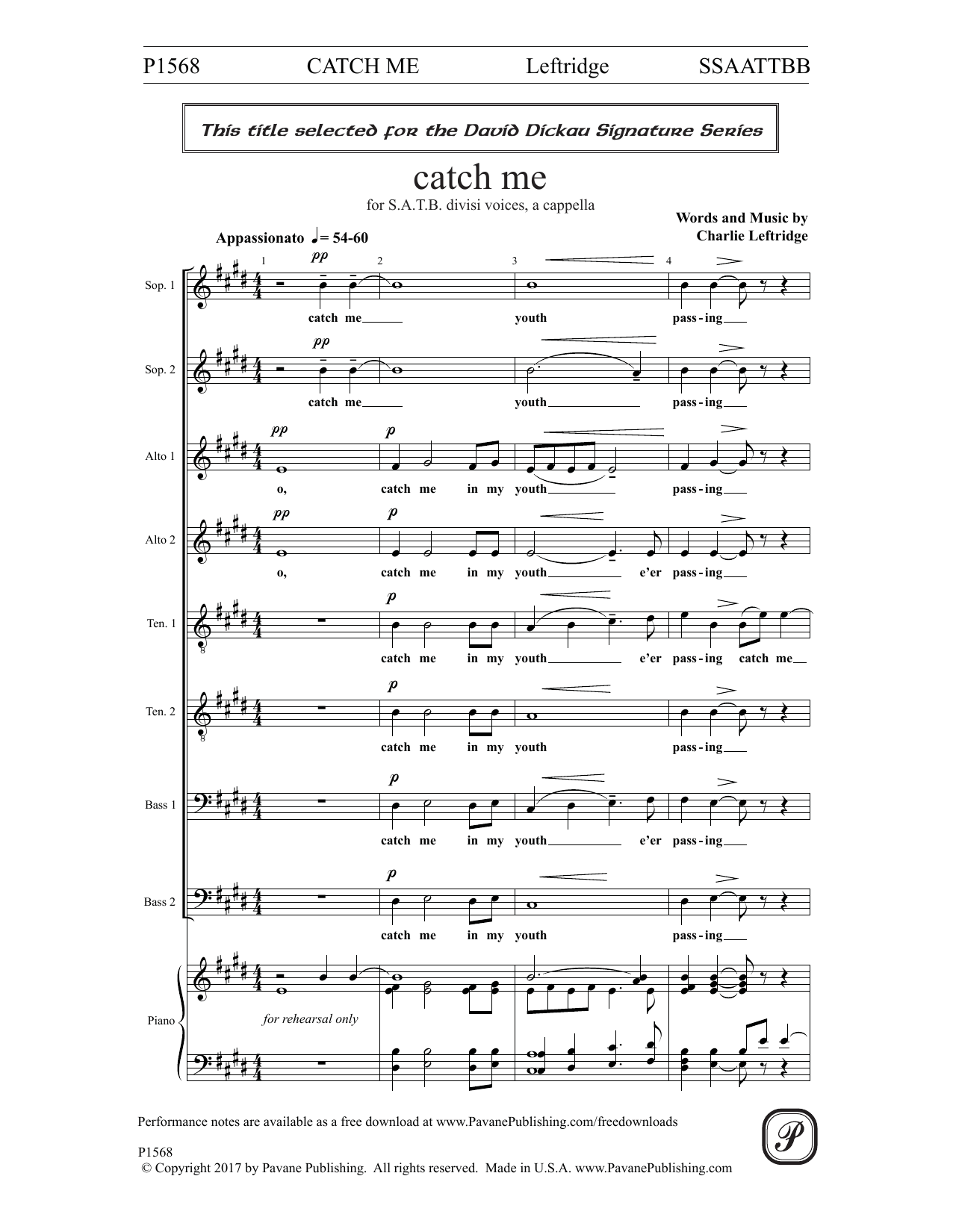 Catch Me (SATB Choir) von Charlie Leftridge