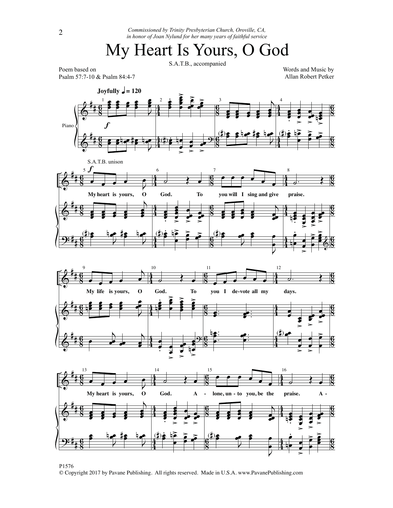 My Heart Is Yours, O God (SATB Choir) von Allan Robert Petker