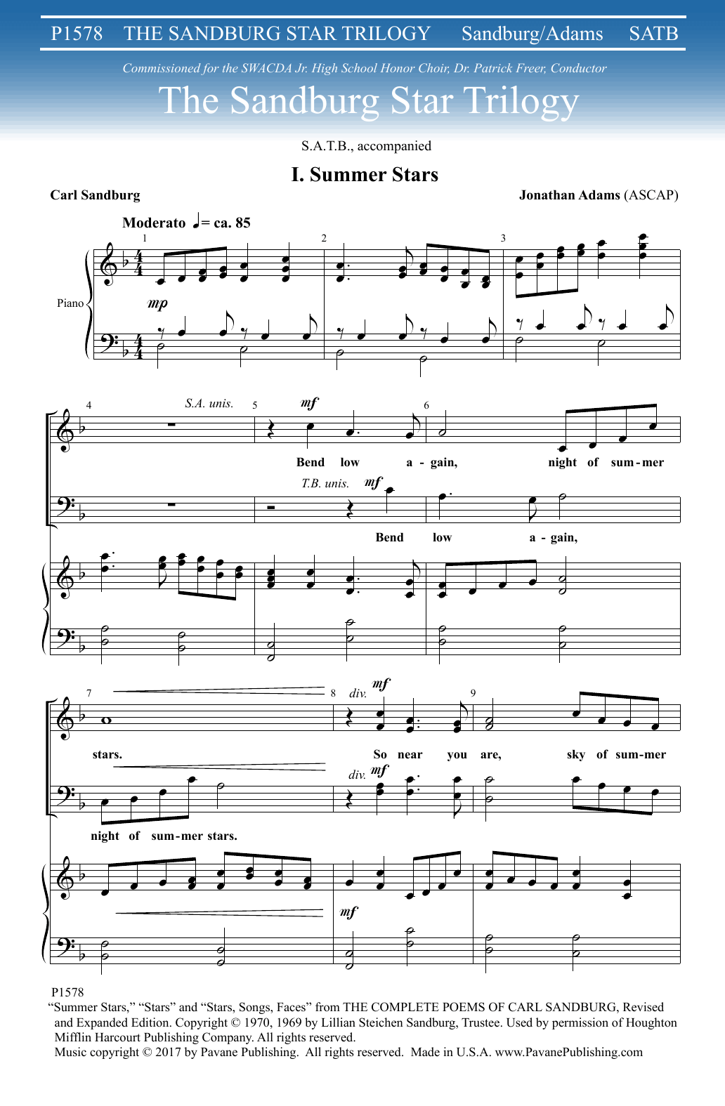 The Sandburg Star Trilogy (SATB Choir) von Jonathan Adams
