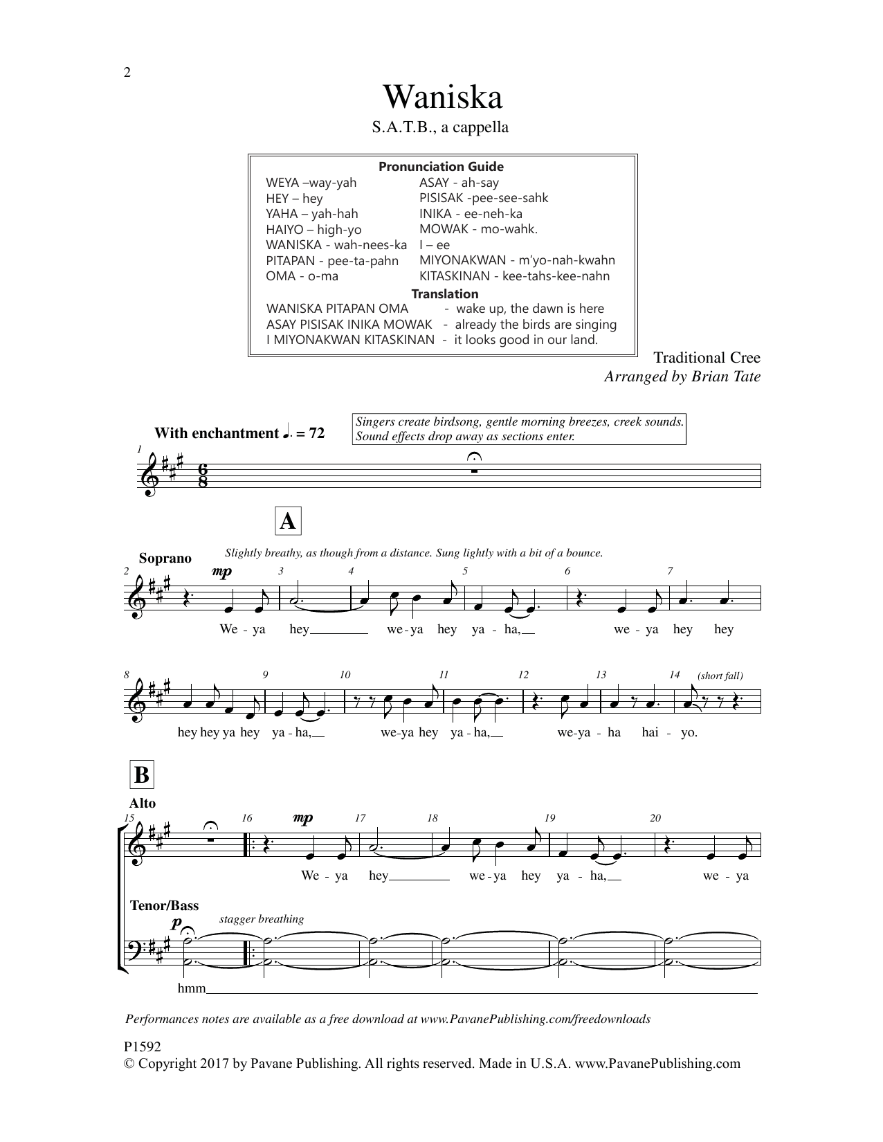 Waniska (SATB Choir) von Brian Tate