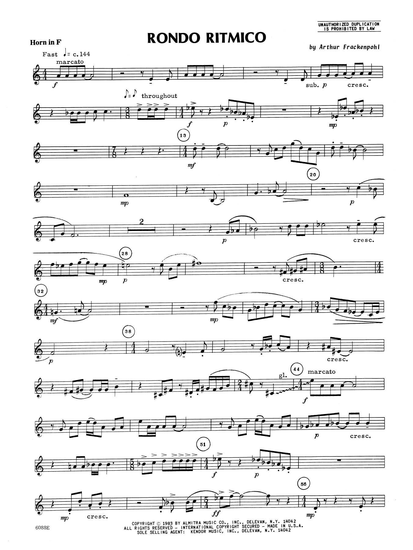 Rondo Ritmico - Horn in F (Brass Ensemble) von Arthur Frankenpohl