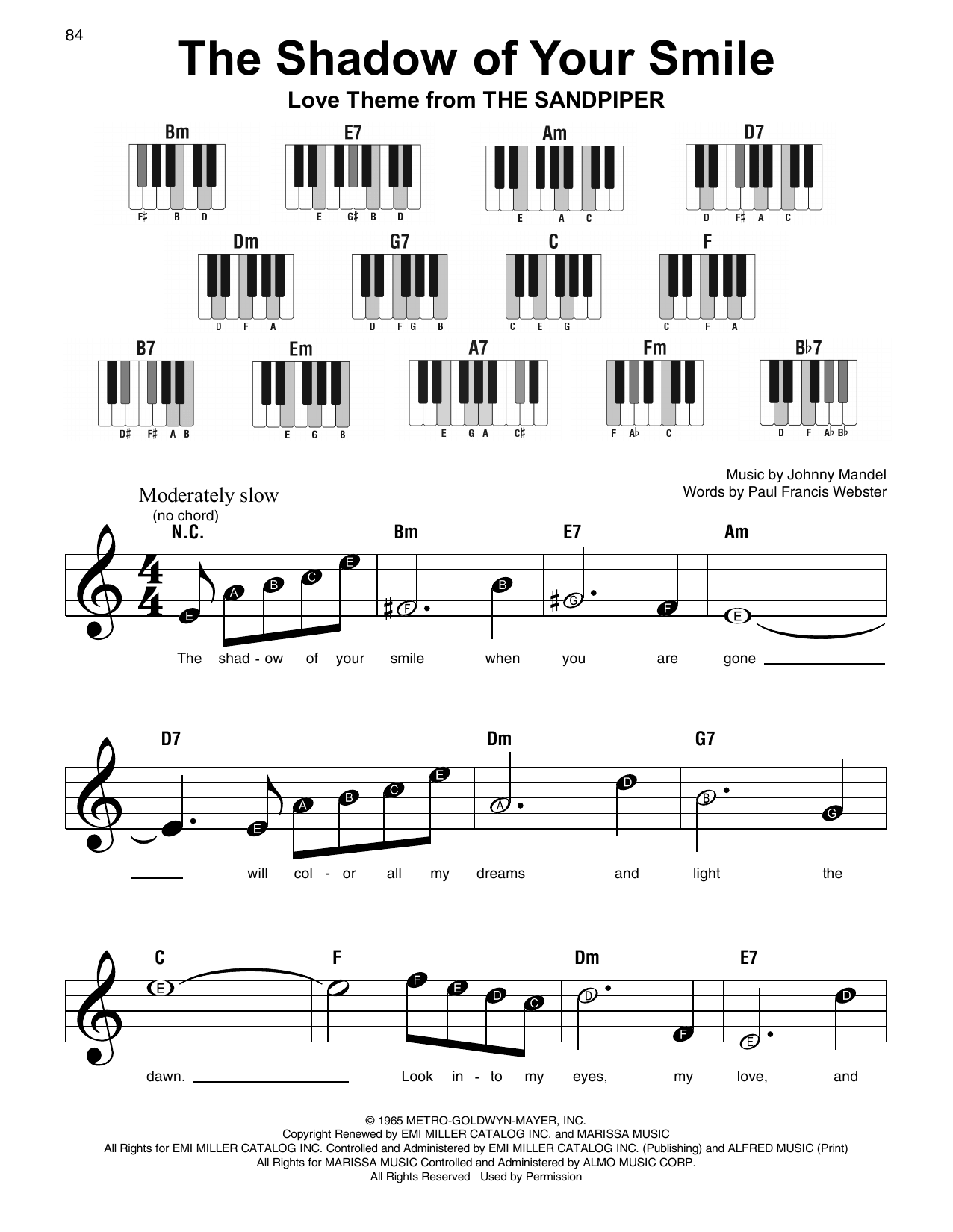 The Shadow Of Your Smile (Super Easy Piano) von Johnny Mandel