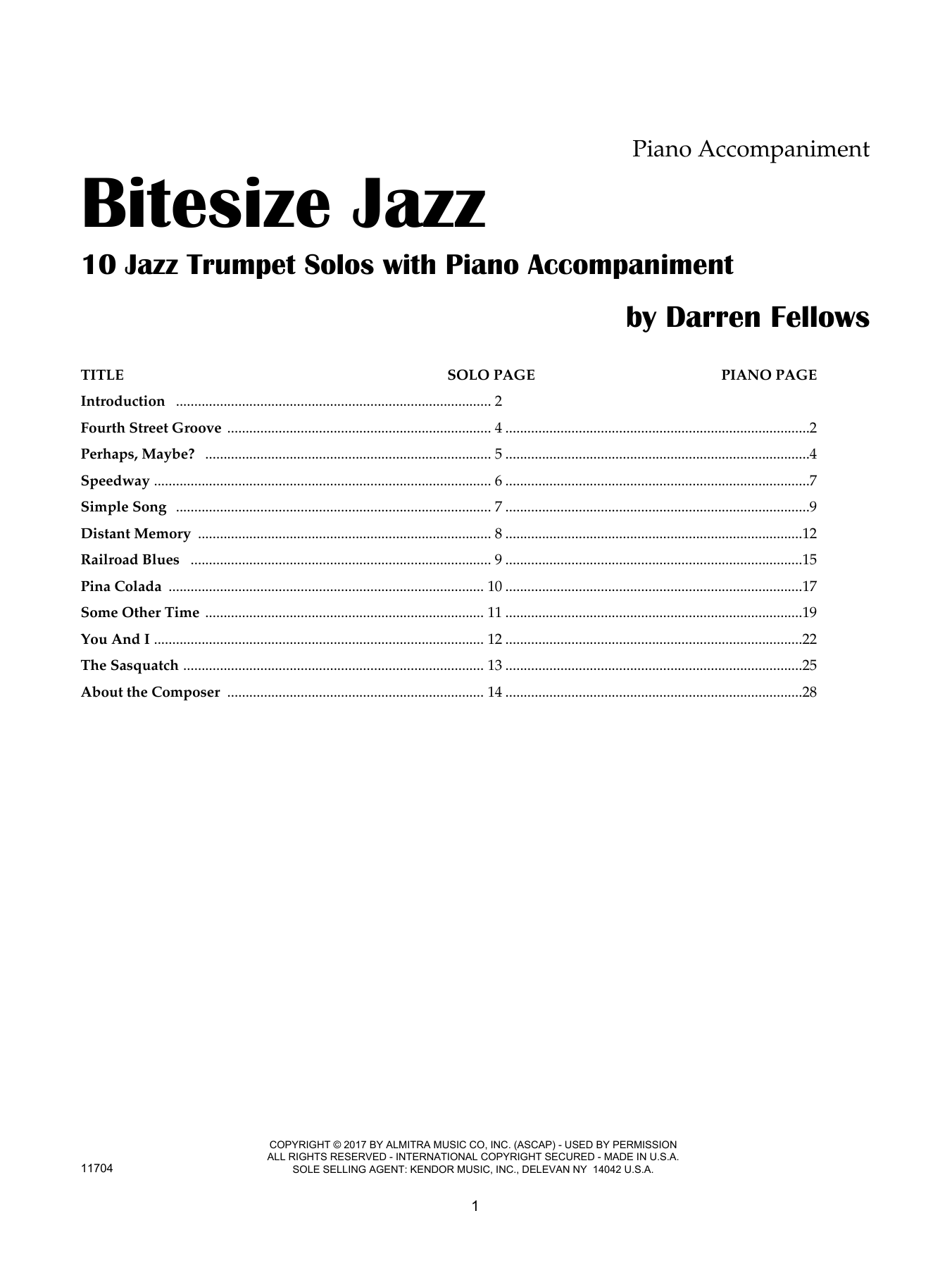 Bitesize Jazz - Piano Accompaniment (Brass Solo) von Darren Fellows