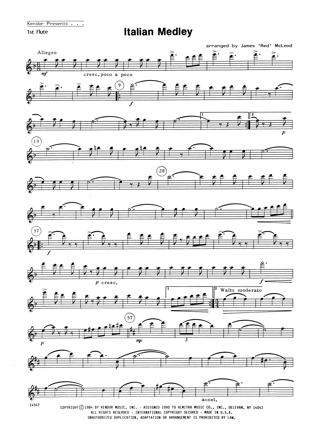 Italian Medley - 1st Flute (Woodwind Ensemble) von James 'Red' McLeod