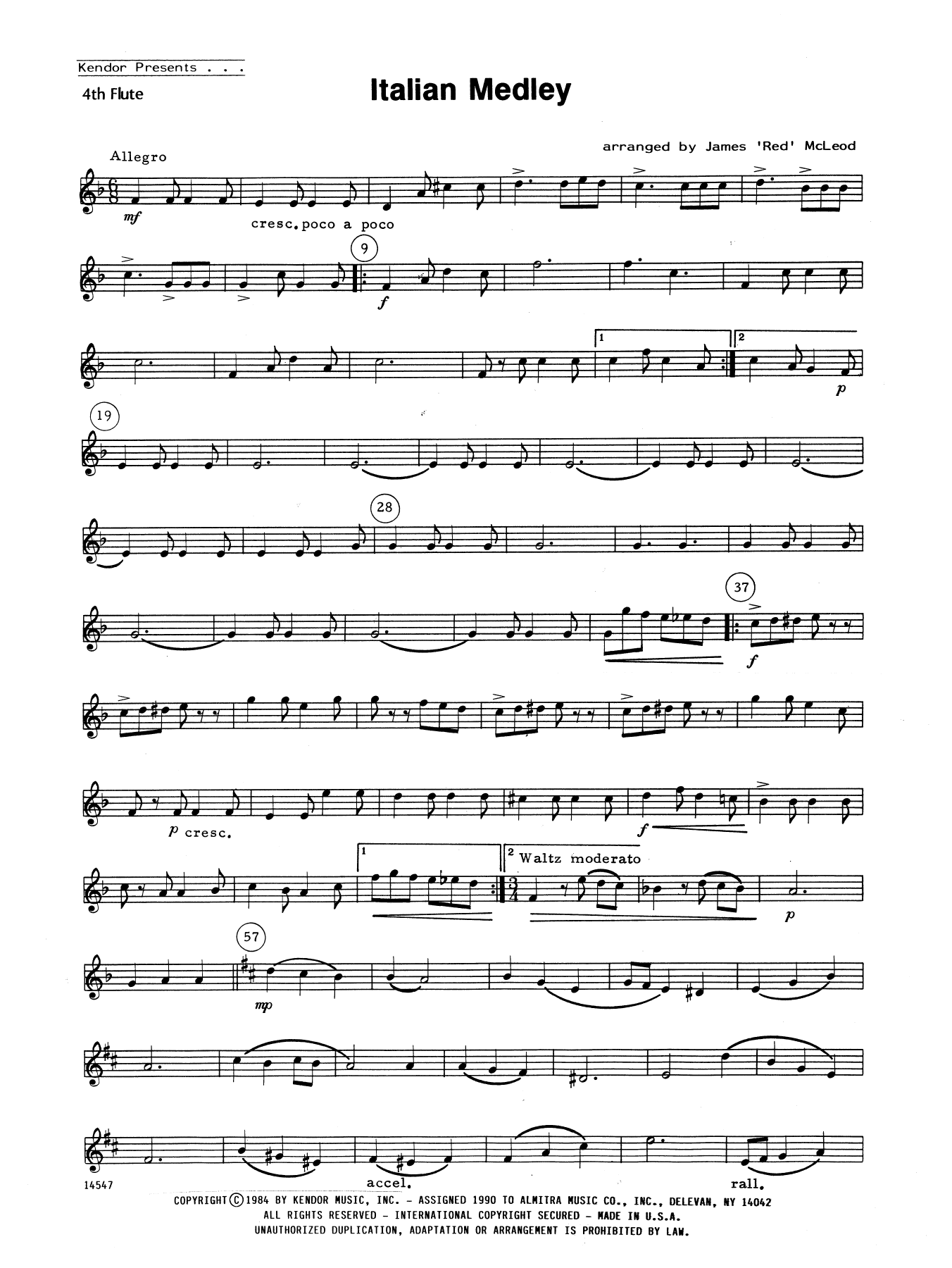 Italian Medley - 4th Flute (Woodwind Ensemble) von James 'Red' McLeod