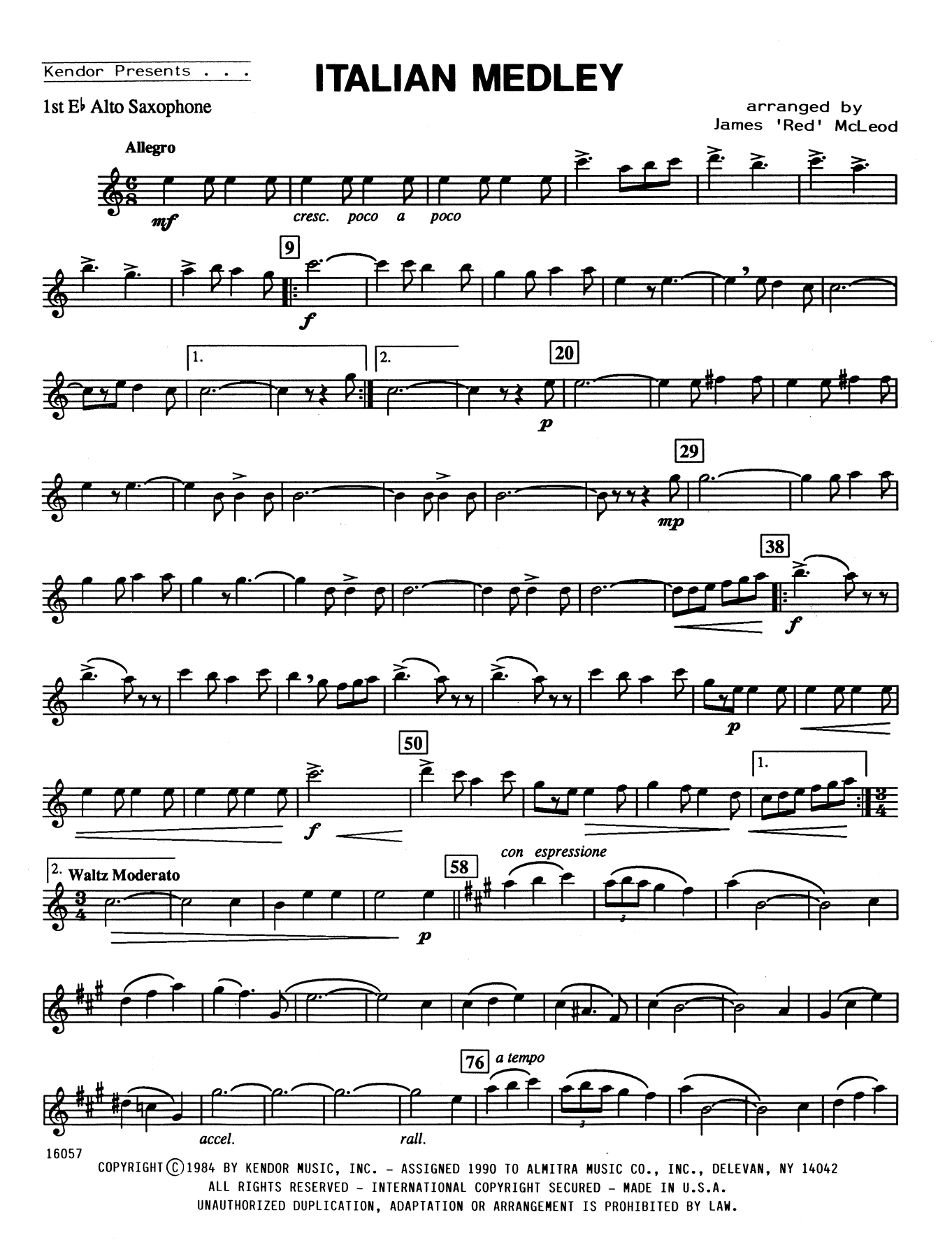 Italian Medley - 1st Eb Alto Saxophone (Woodwind Ensemble) von James 'Red' McLeod