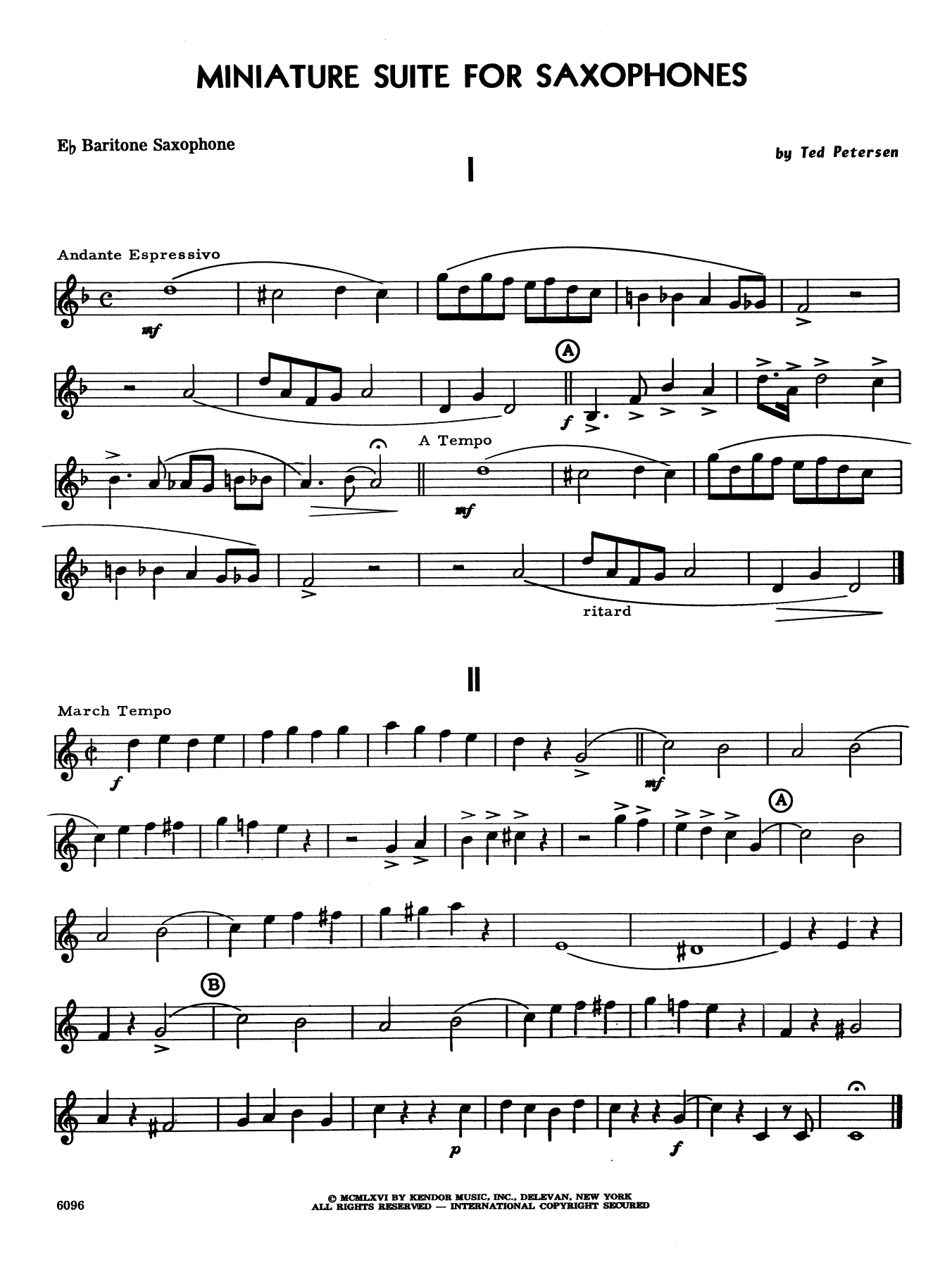 Miniature Suite for Saxophones - Eb Baritone Saxophone (Woodwind Ensemble) von Ted Petersen