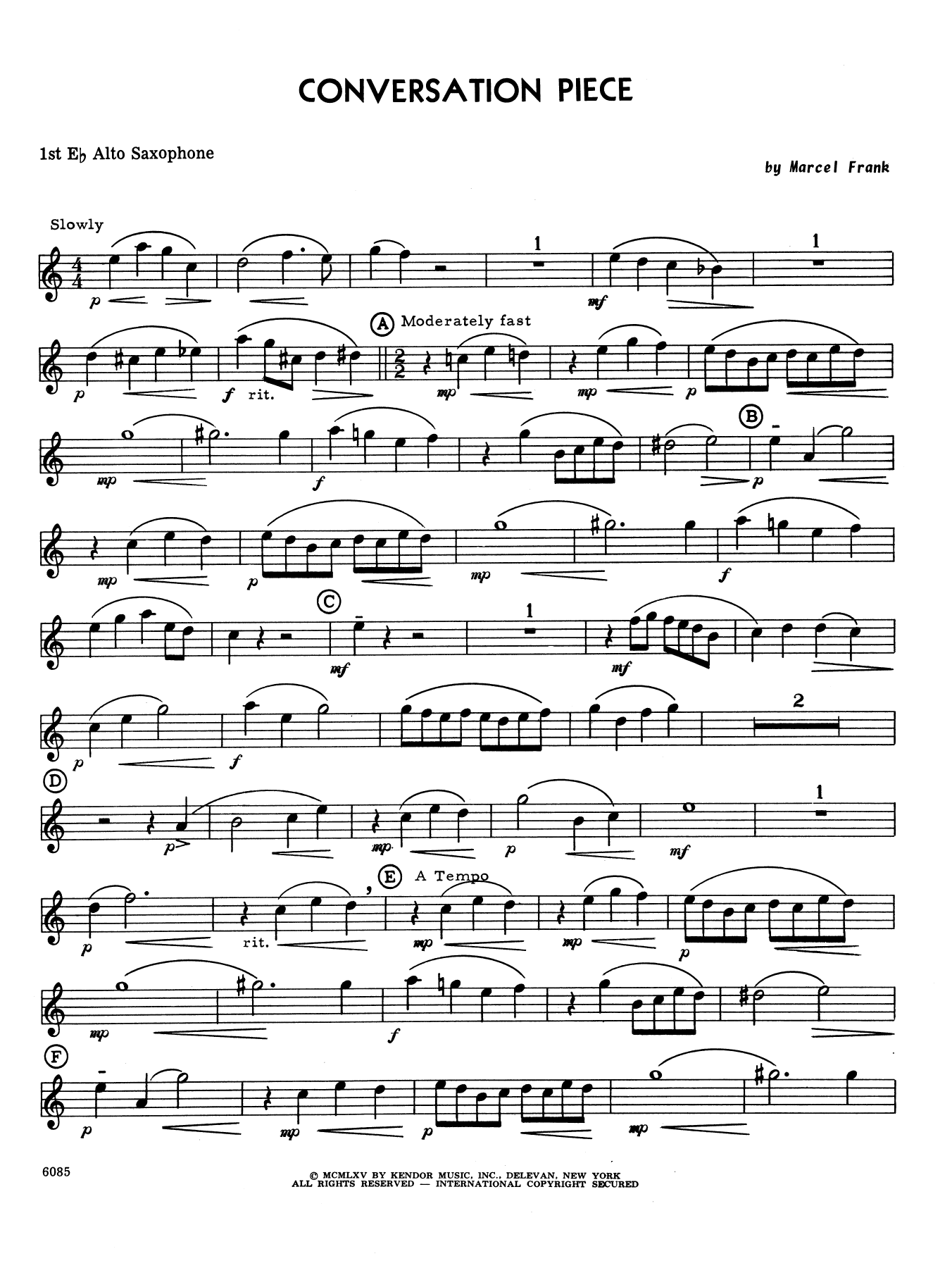 Conversation Piece - 1st Eb Alto Saxophone (Woodwind Ensemble) von Marcel Frank