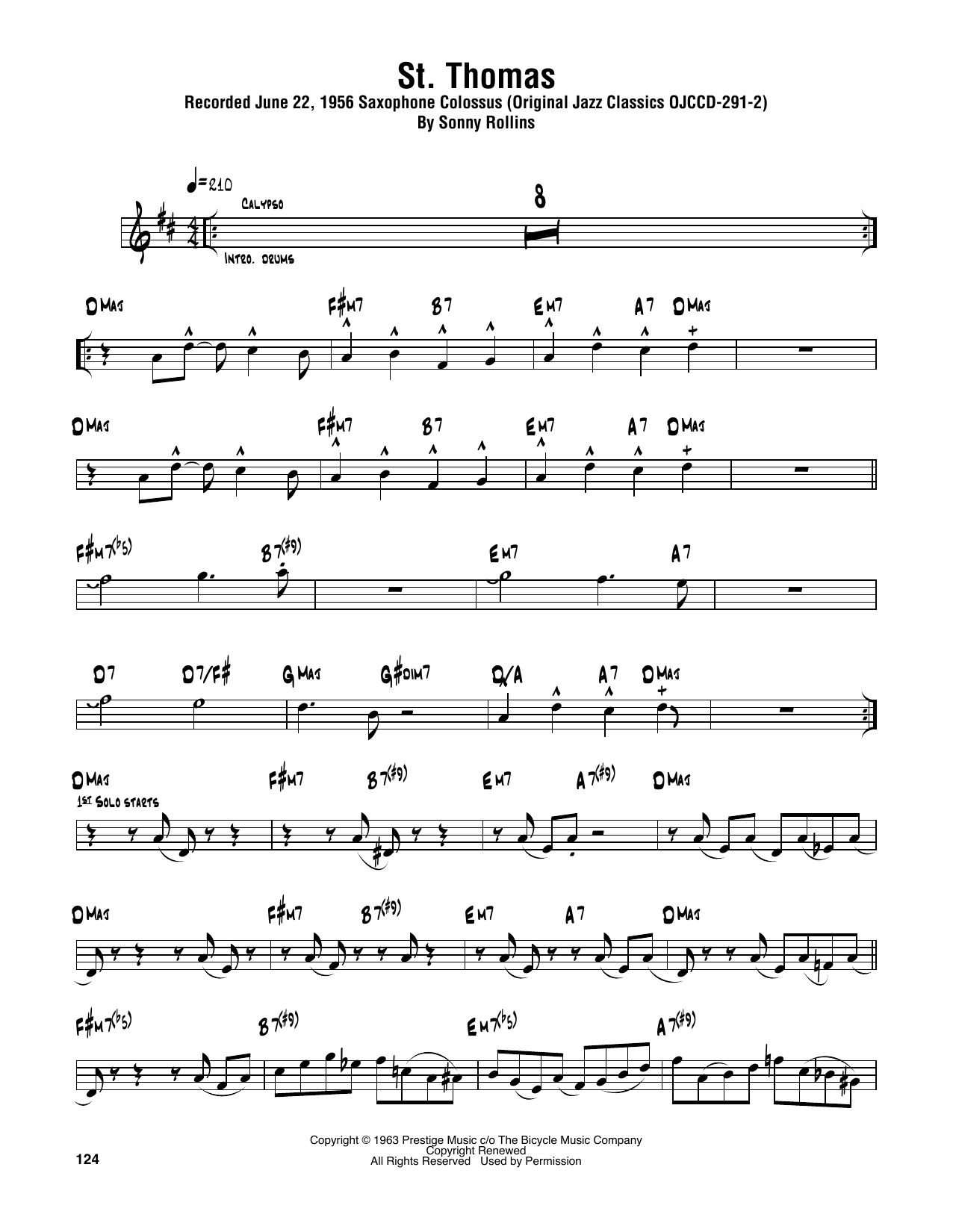 St. Thomas (Tenor Sax Transcription) von Sonny Rollins