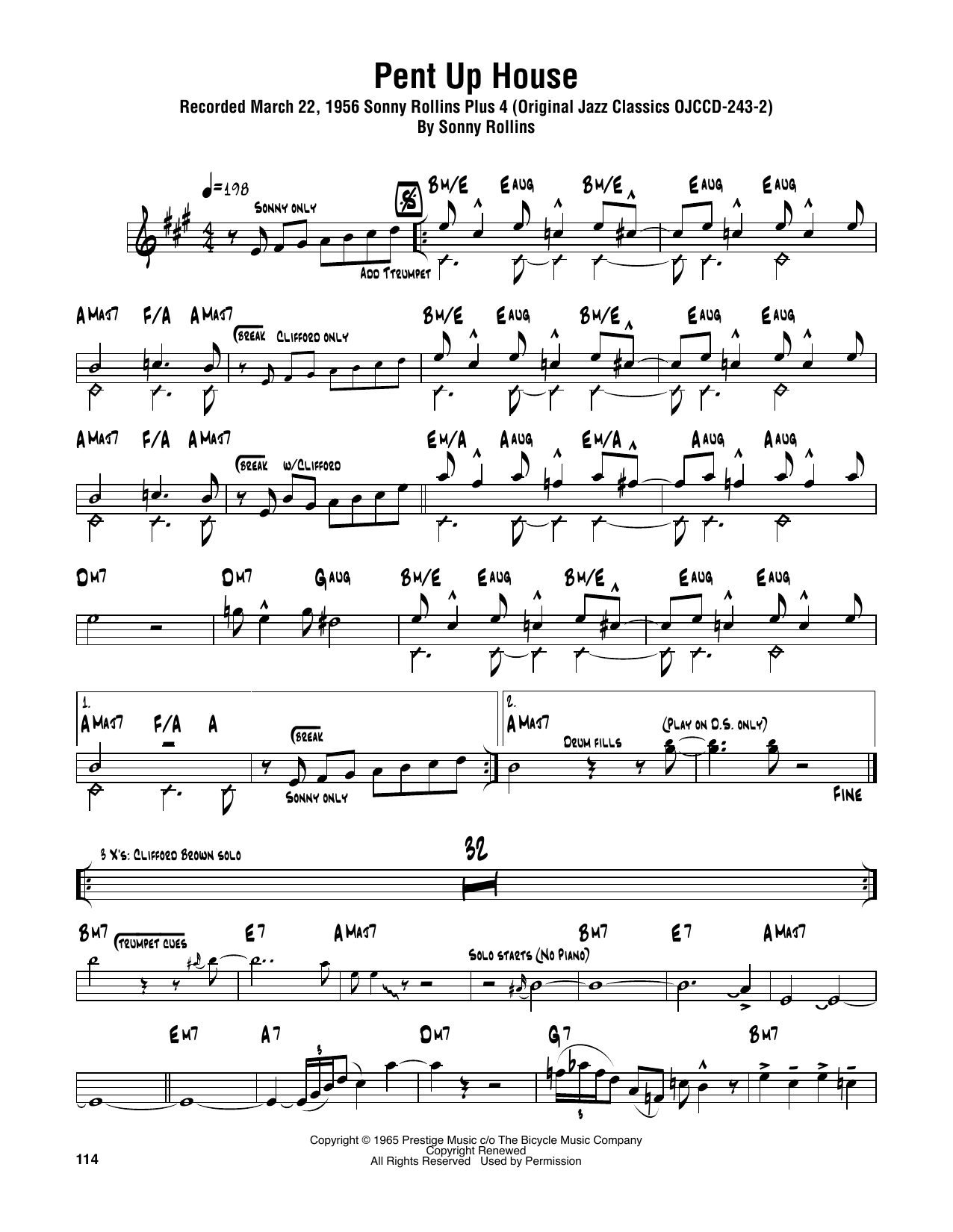 Pent Up House (Tenor Sax Transcription) von Sonny Rollins