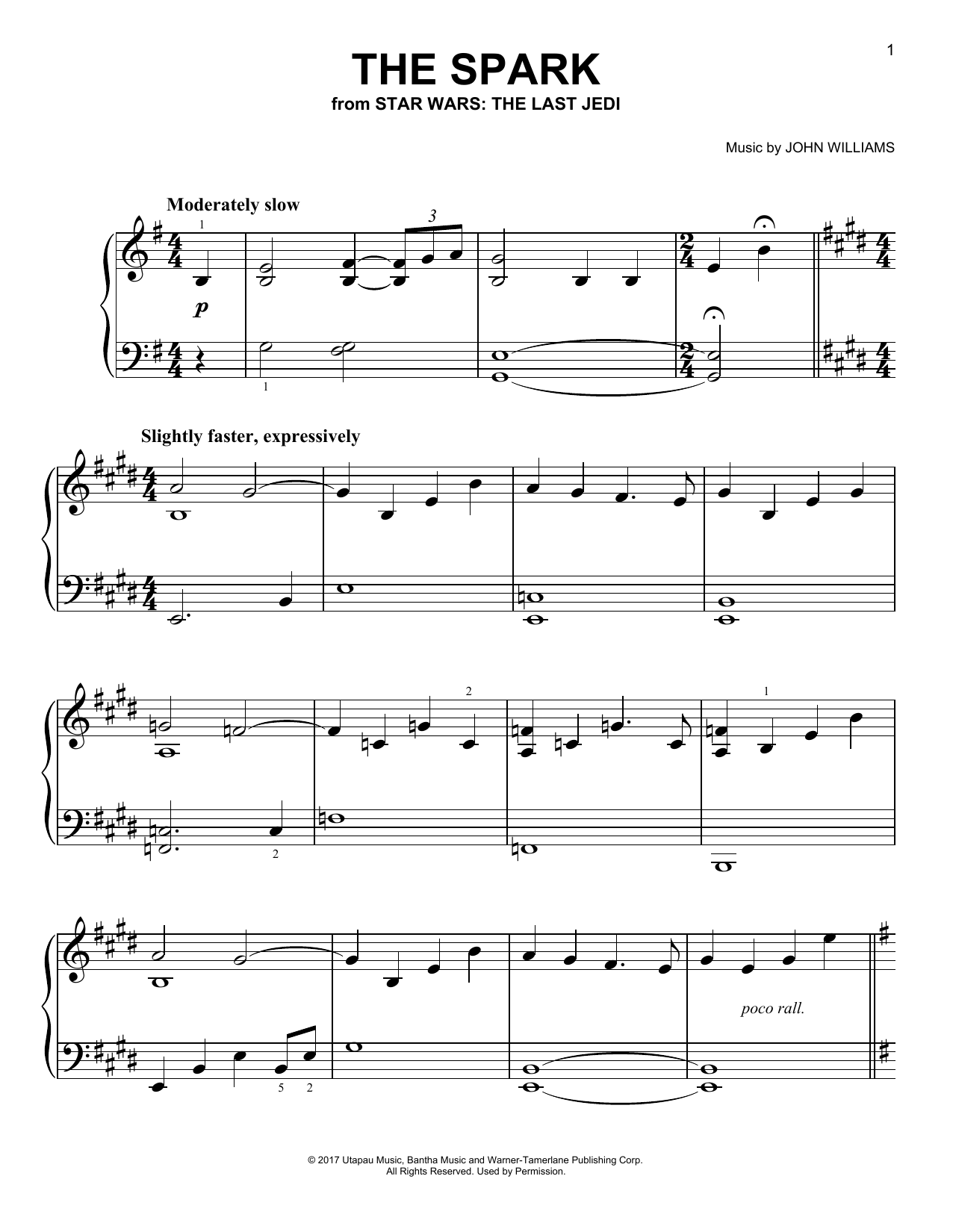 The Spark (Easy Piano) von John Williams