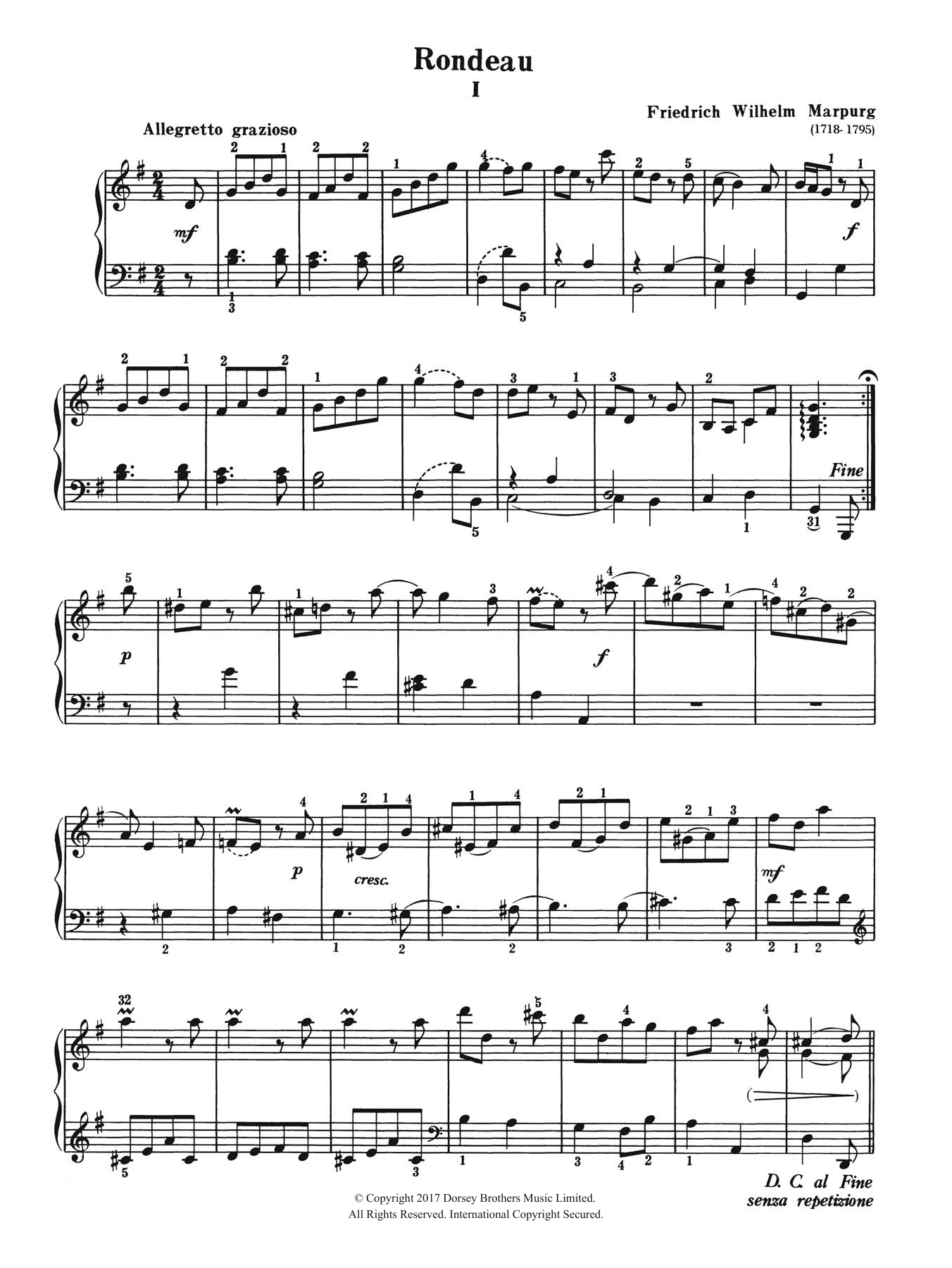 Rondeau (Piano Solo) von Friedrich Wilhelm Marpurg