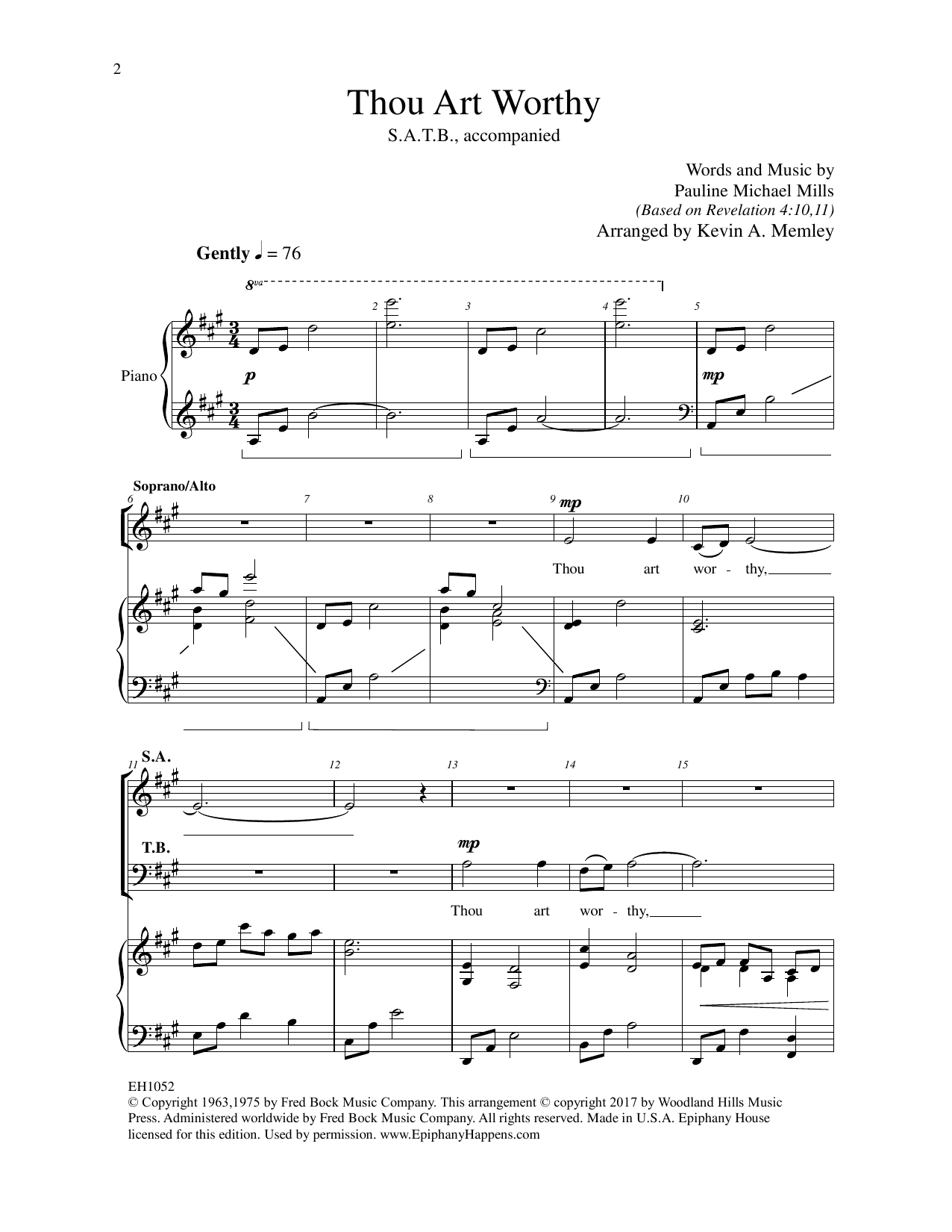 Thou Art Worthy (SATB Choir) von Kevin A. Memley