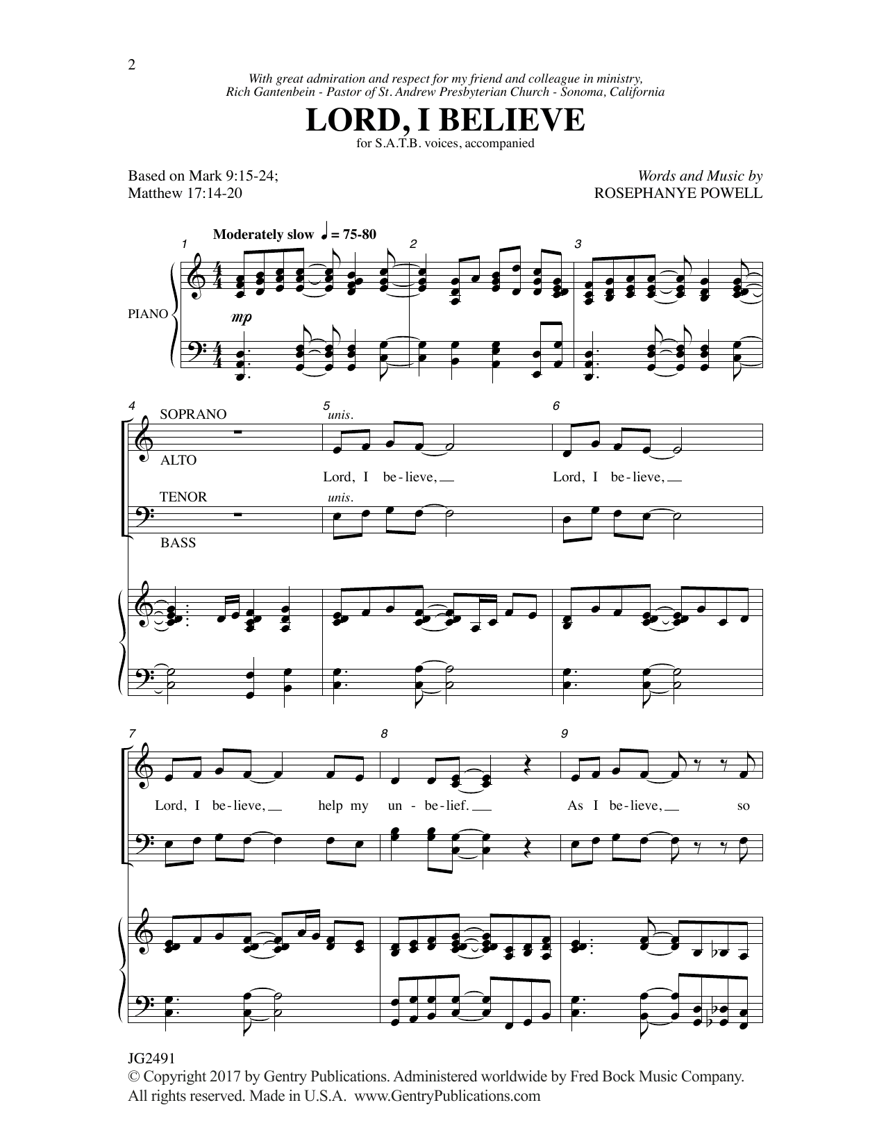 Lord, I Believe (SATB Choir) von Rosephanye Powell