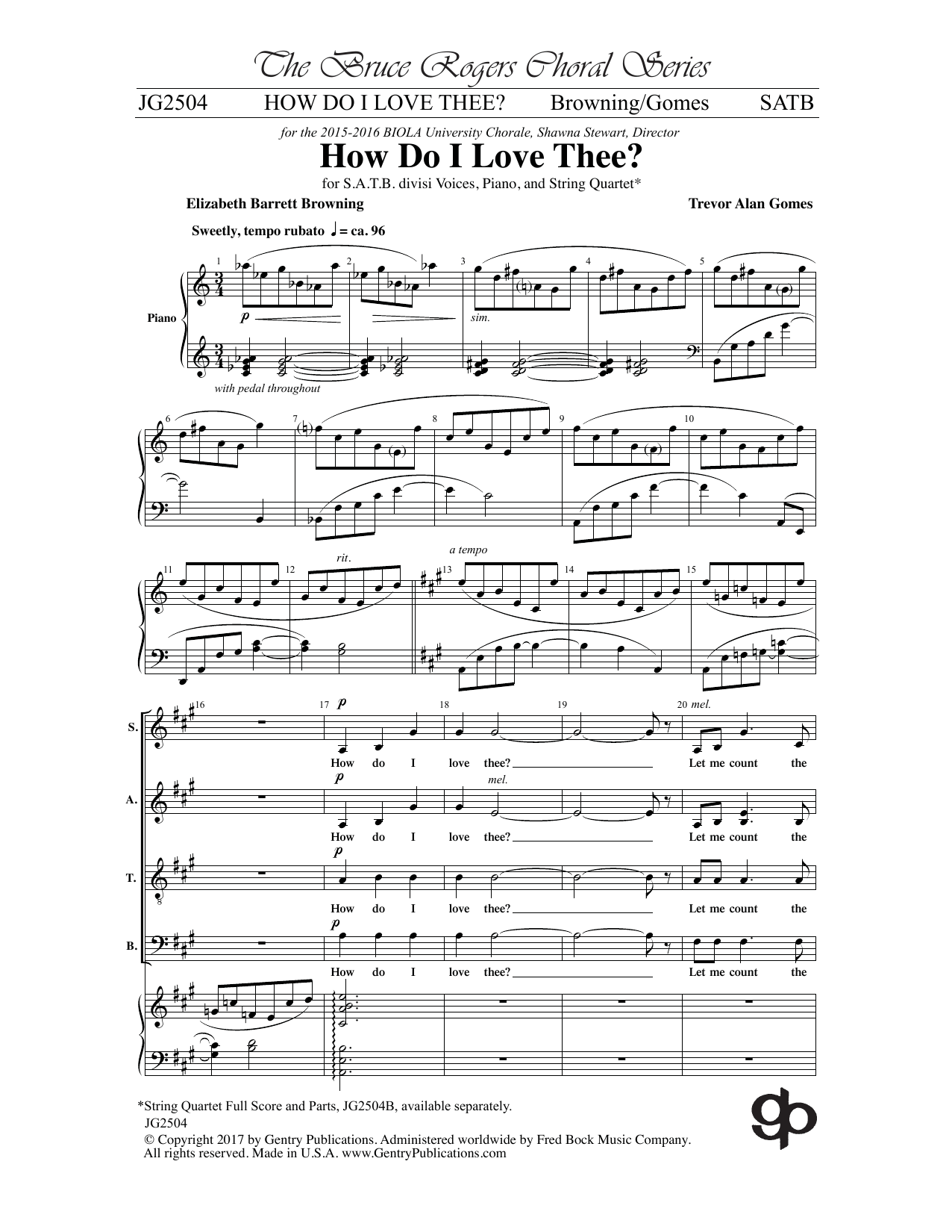 How Do I Love Thee? (SATB Choir) von Elizabeth Barrett Browning