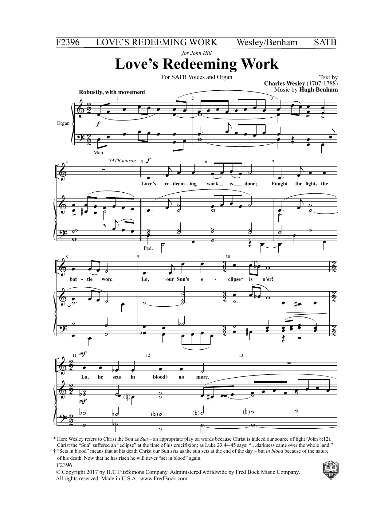 Love's Redeeming Work (SATB Choir) von Charles Wesley