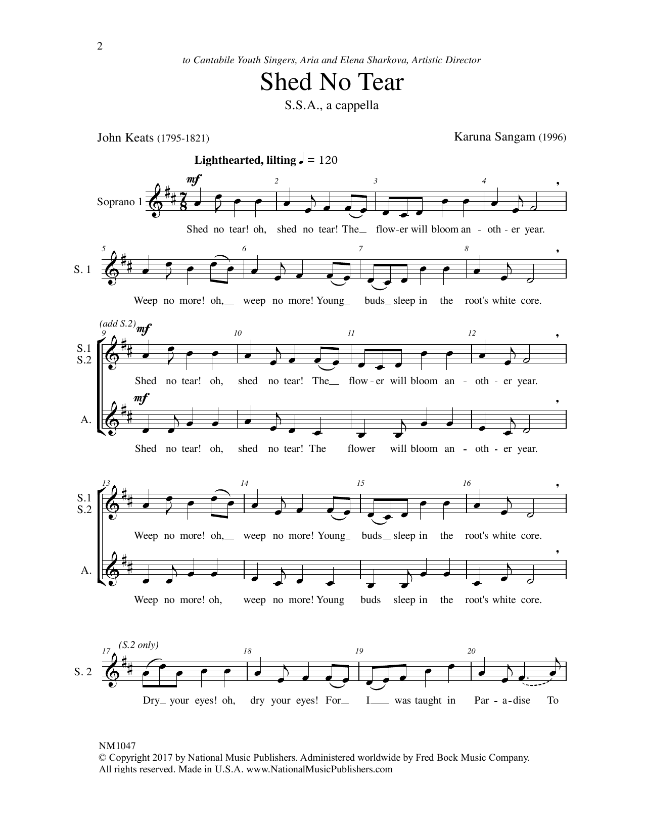 Shed No Tear (SSA Choir) von John Keats