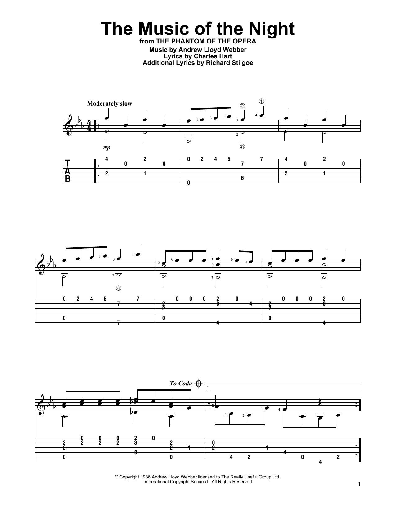 The Music Of The Night (from The Phantom Of The Opera) (Solo Guitar) von Andrew Lloyd Webber