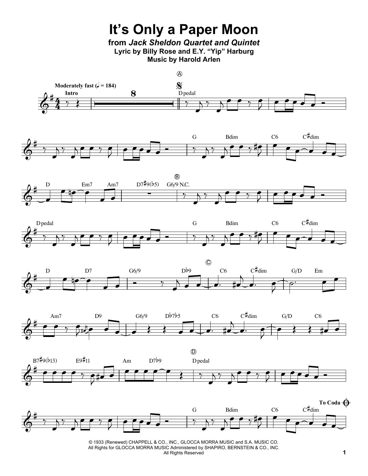 It's Only A Paper Moon (Trumpet Transcription) von Jack Sheldon