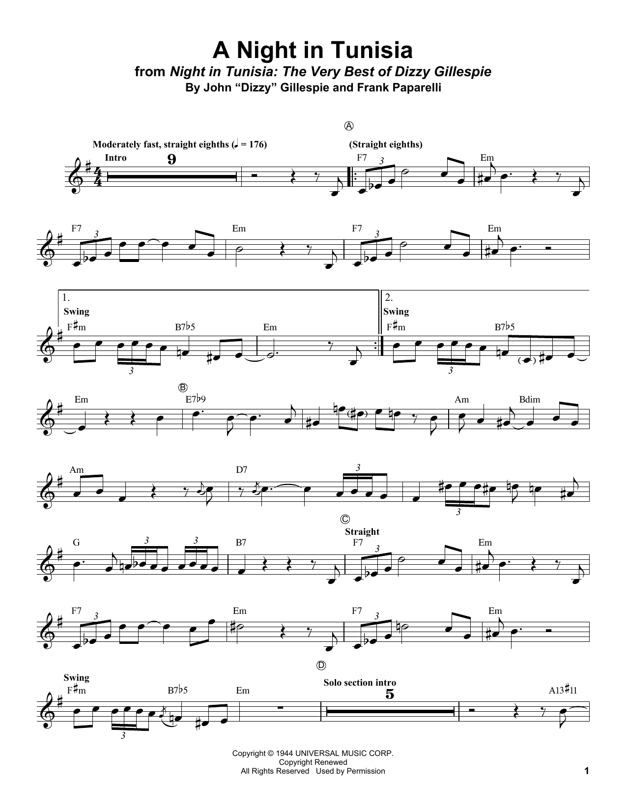 A Night In Tunisia (Trumpet Transcription) von Dizzy Gillespie