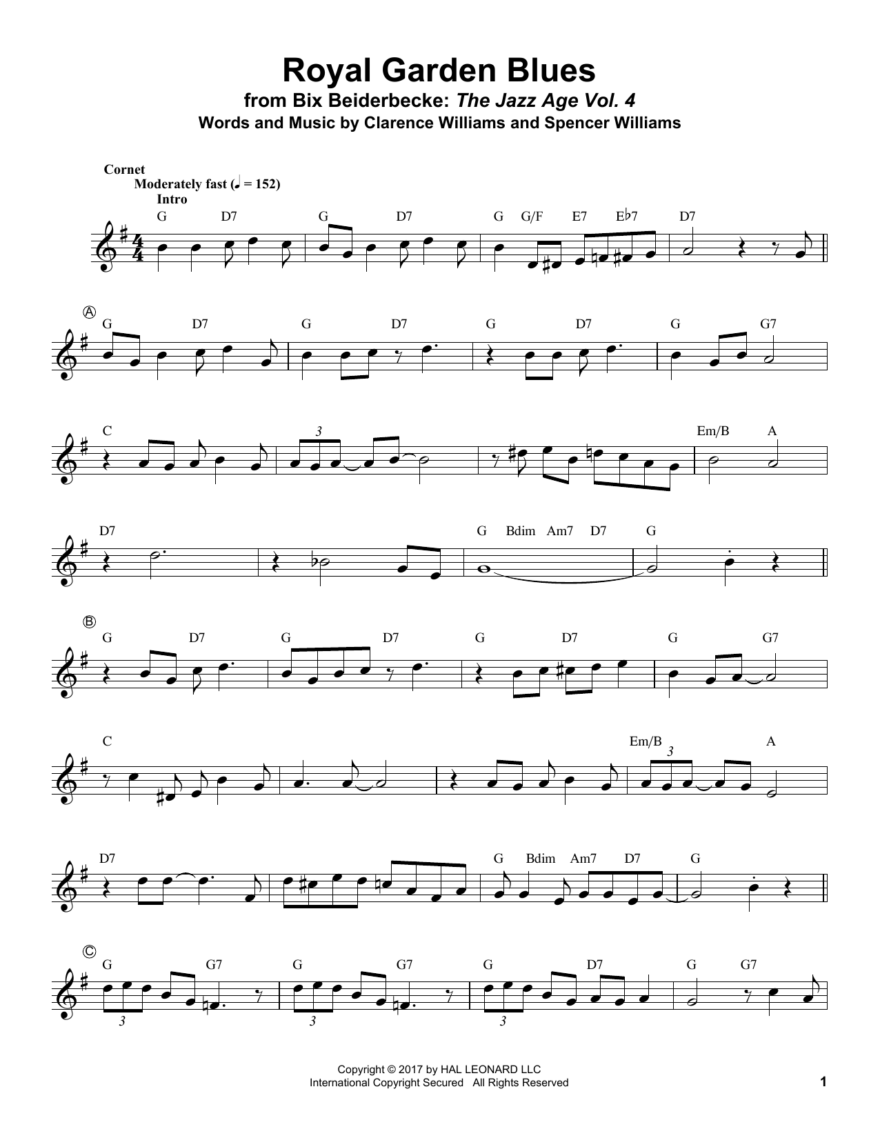 Royal Garden Blues (Trumpet Transcription) von Bix Beiderbecke