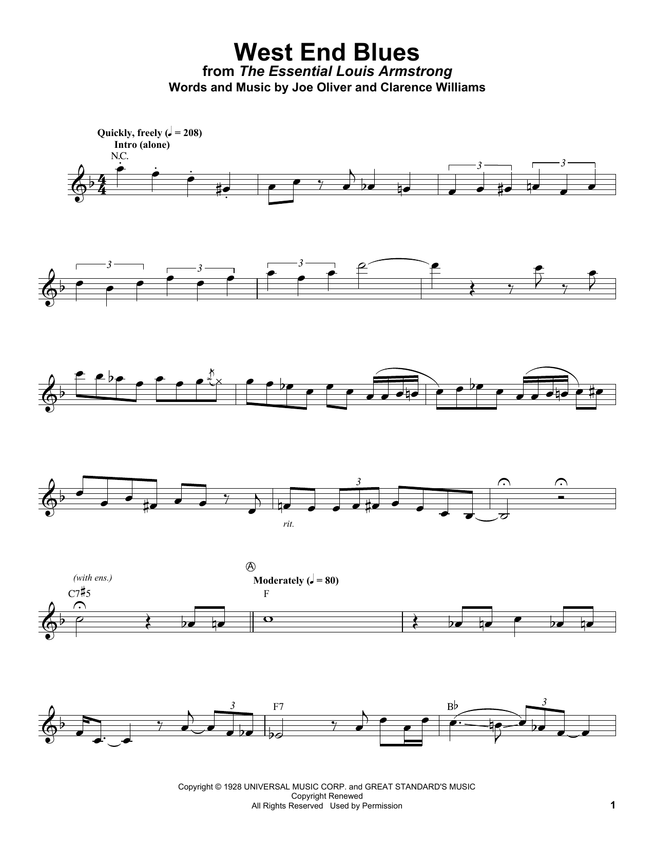 West End Blues (Trumpet Transcription) von Louis Armstrong