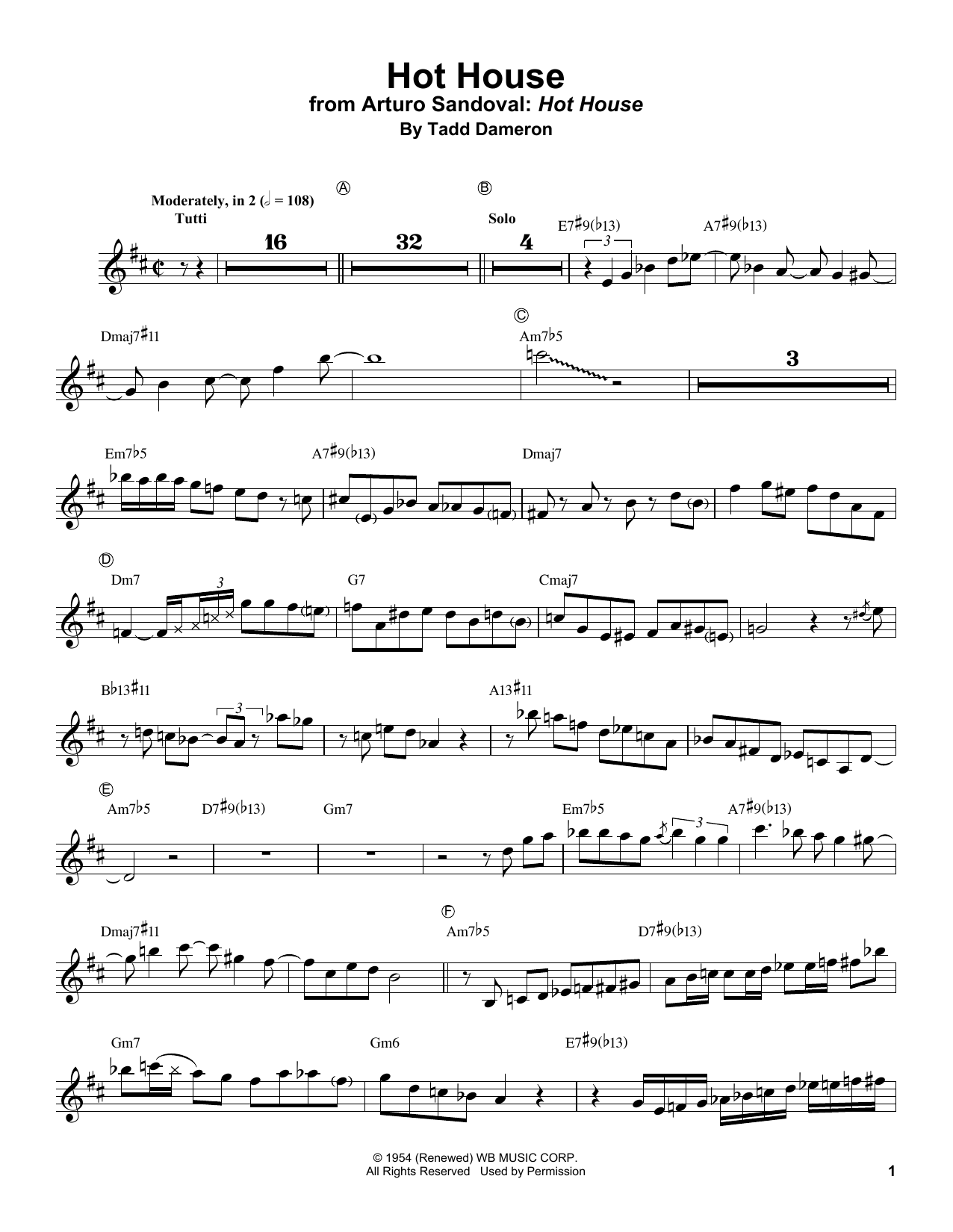 Hot House (Trumpet Transcription) von Arturo Sandoval