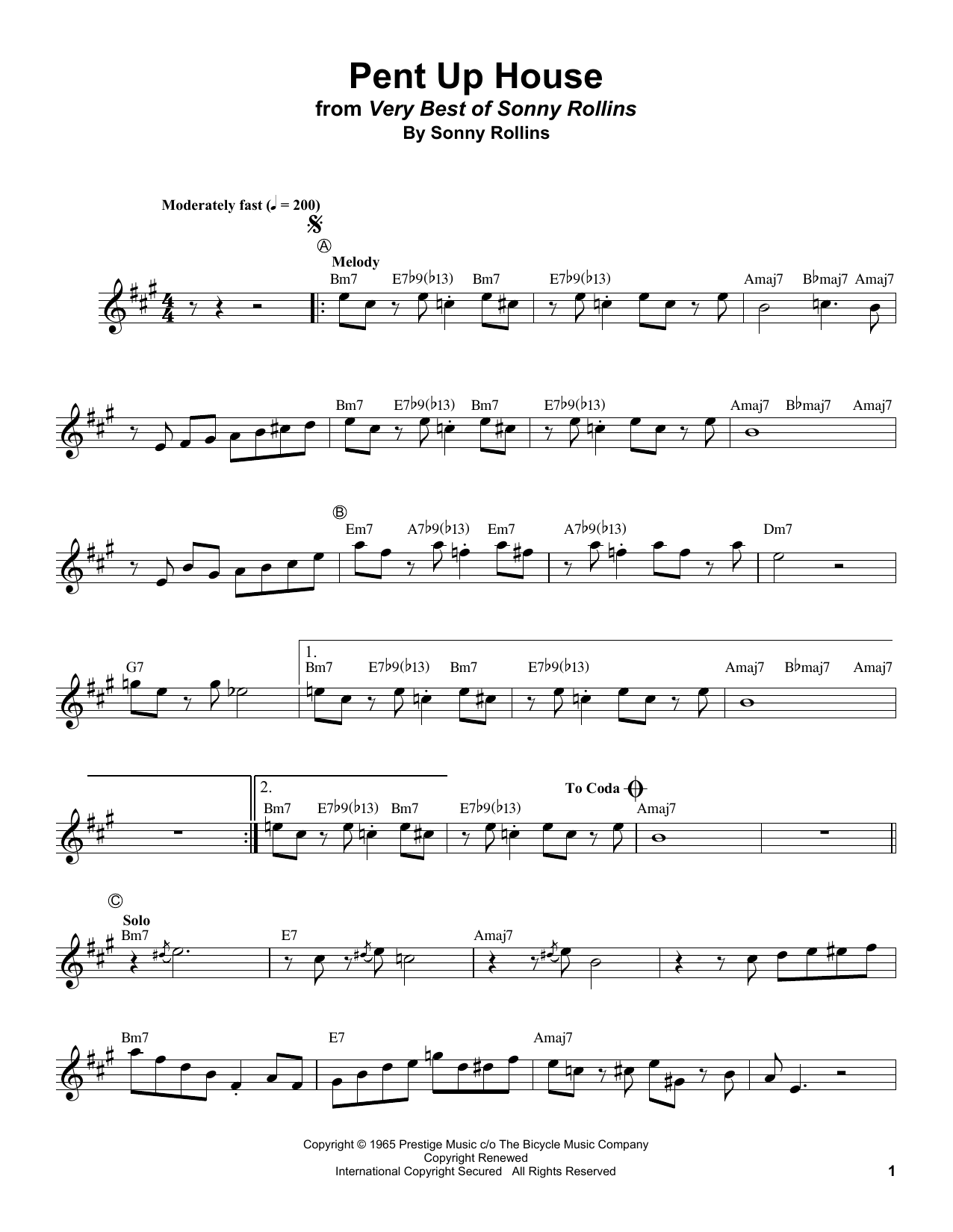 Pent Up House (Trumpet Transcription) von Clifford Brown