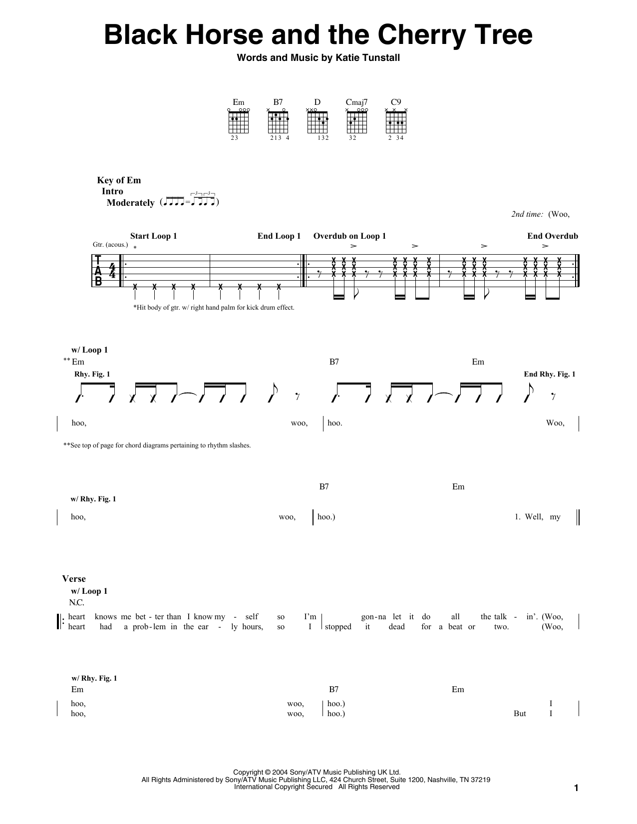 Black Horse And The Cherry Tree (Guitar Lead Sheet) von KT Tunstall