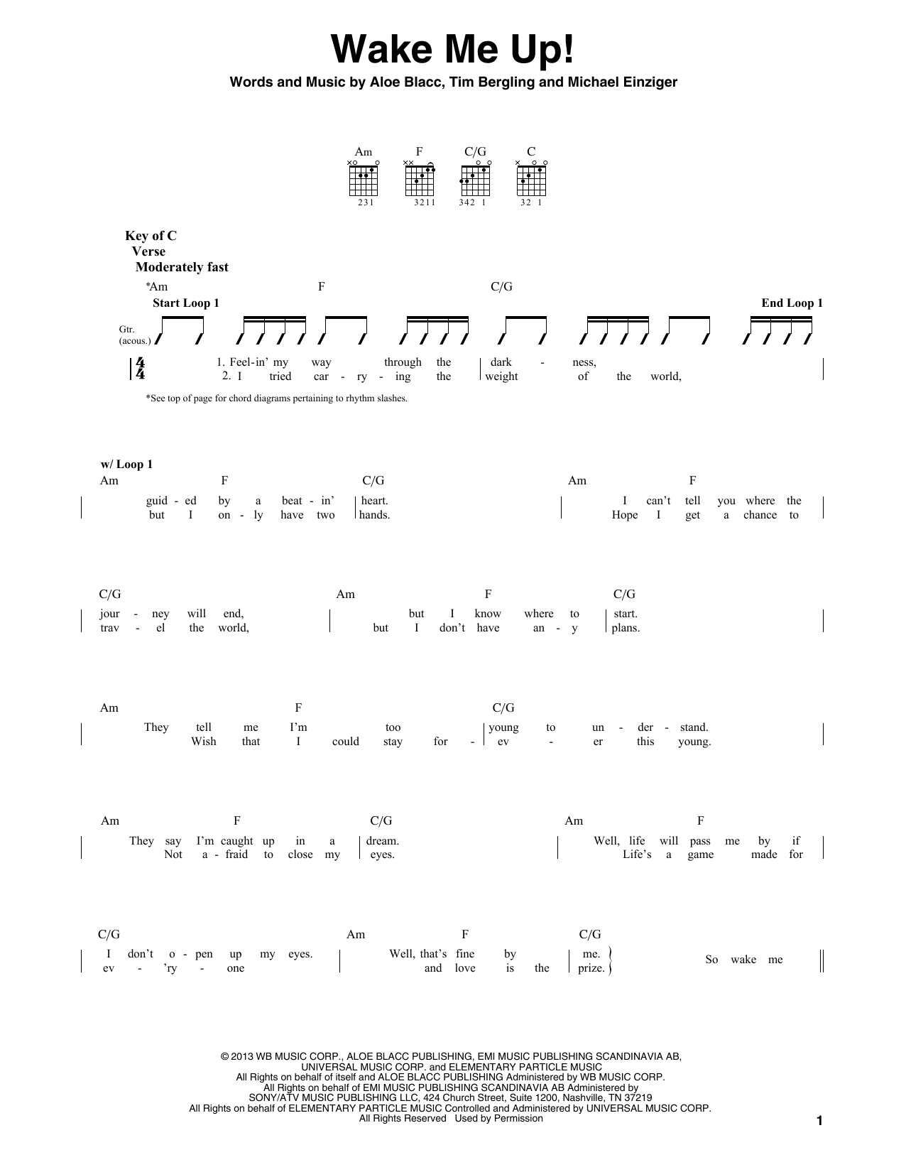 Wake Me Up (Guitar Lead Sheet) von Avicii