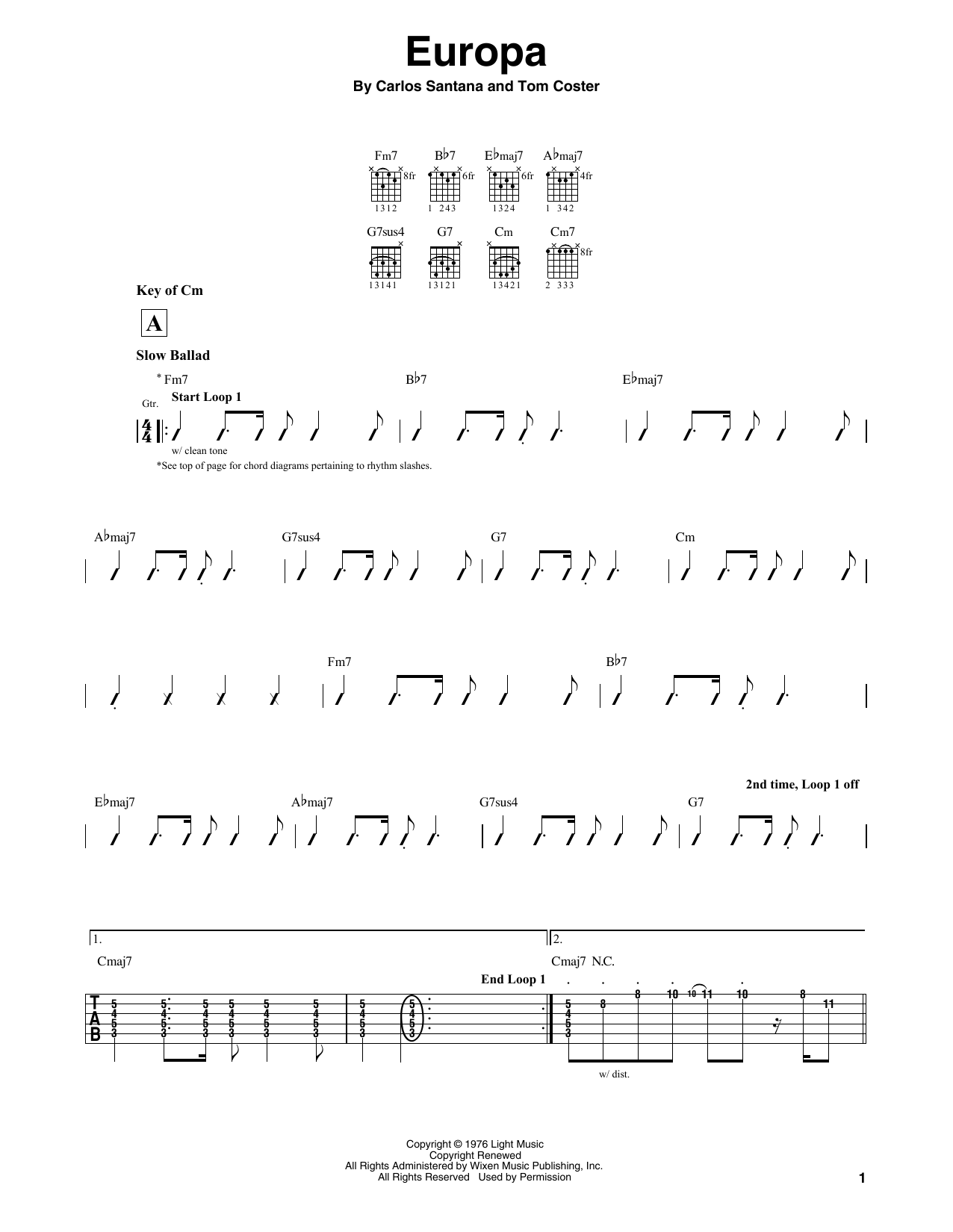 Europa (Guitar Lead Sheet) von Santana