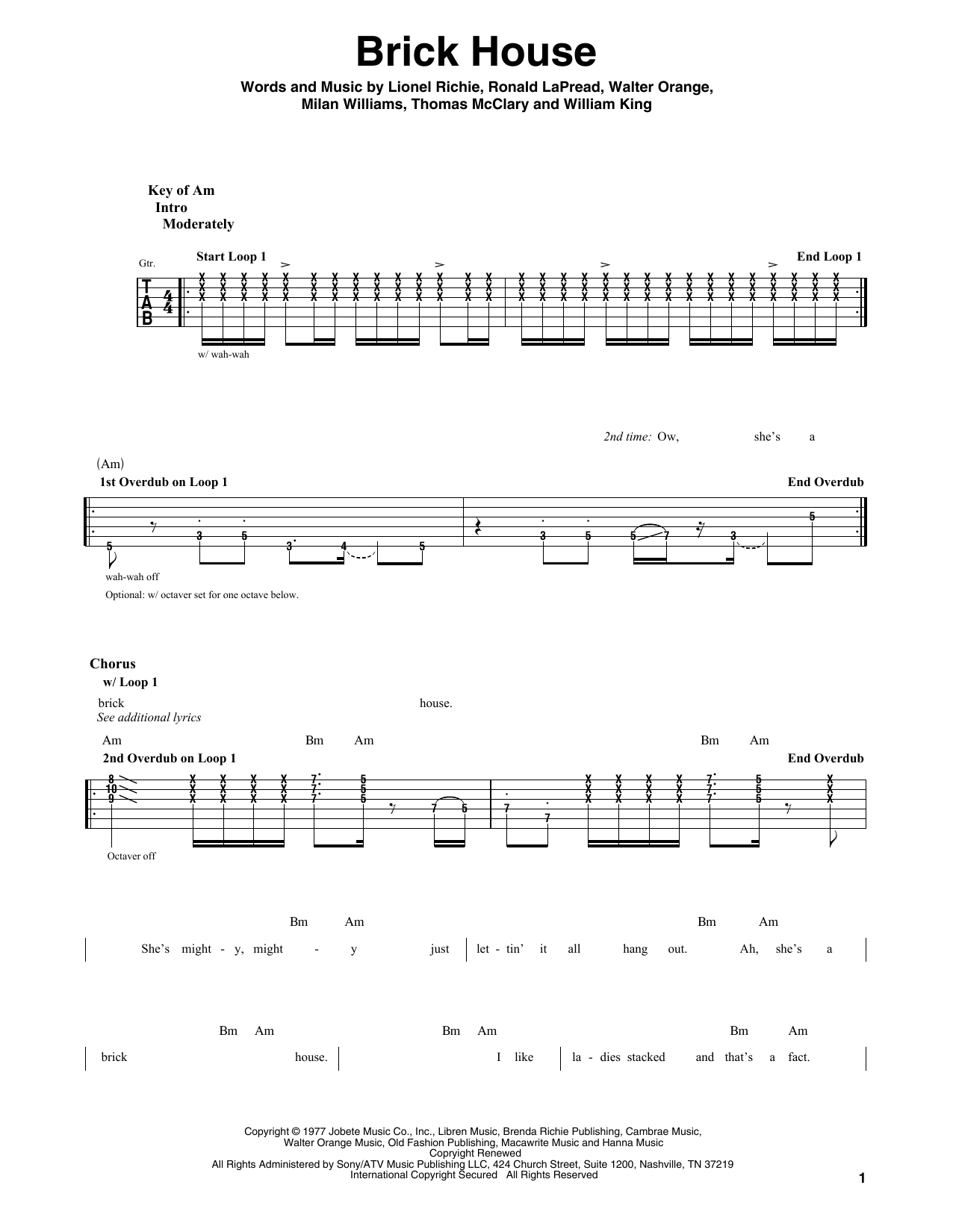 Brick House (Guitar Lead Sheet) von Commodores