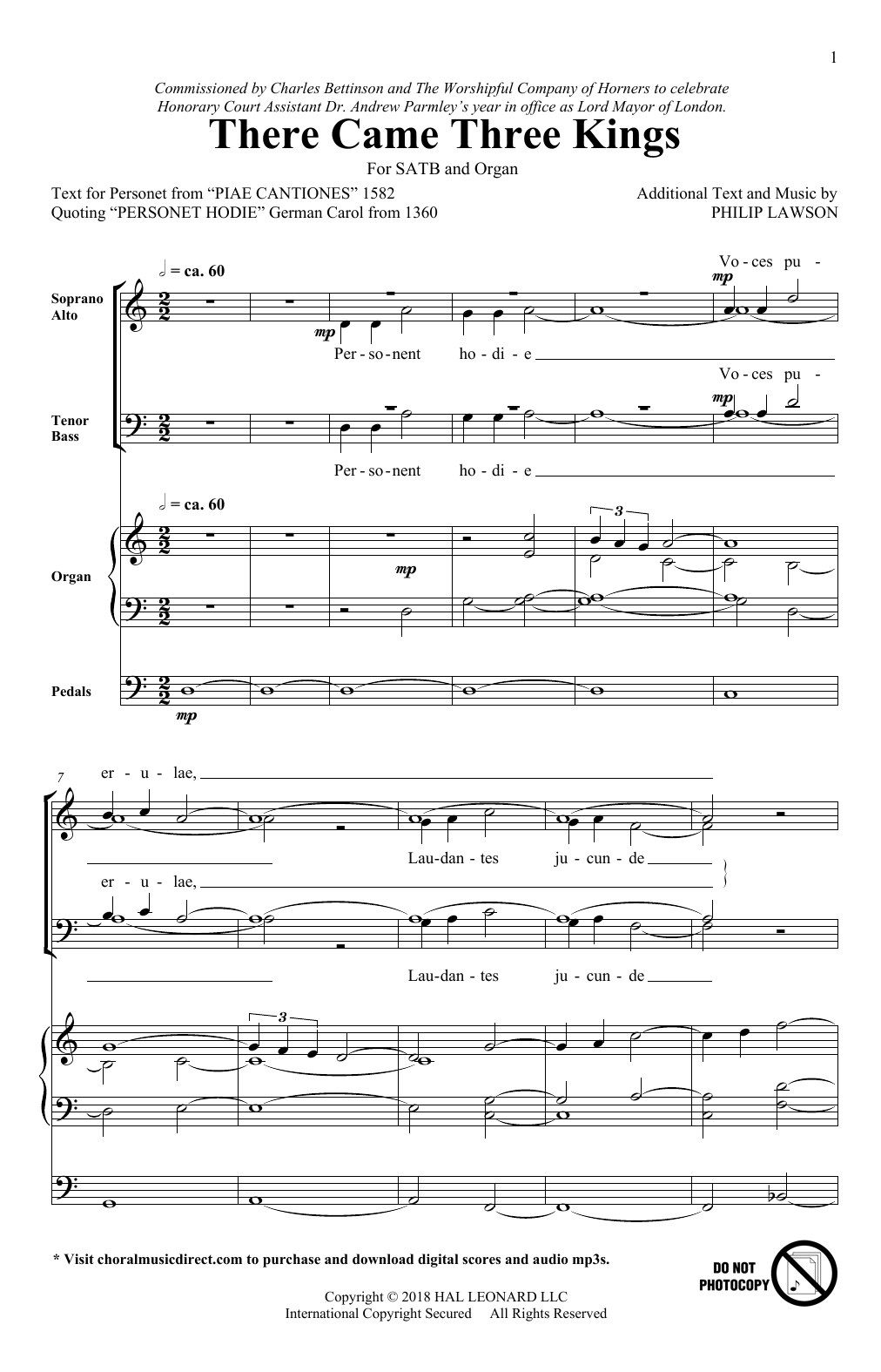 There Came Three Kings (SATB Choir) von Philip Lawson