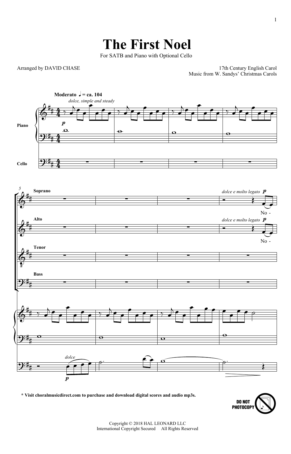 The First Noel (SATB Choir) von David Chase