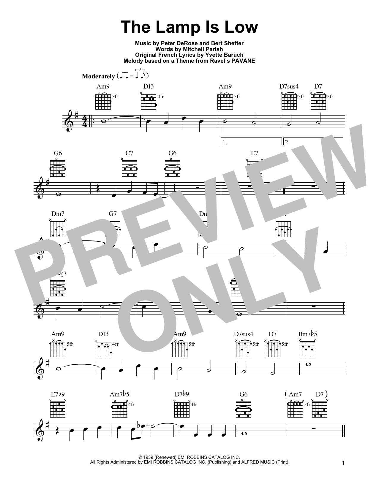 The Lamp Is Low (Easy Guitar) von Mitchell Parish