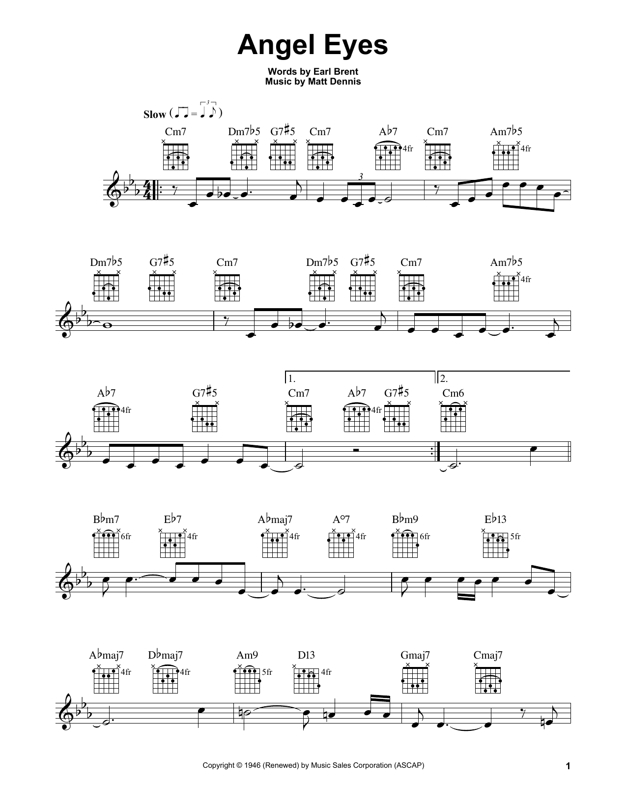 Angel Eyes (Easy Guitar) von Earl Brent