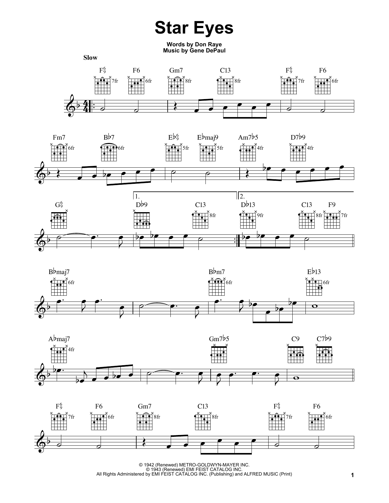 Star Eyes (Easy Guitar) von Gene De Paul