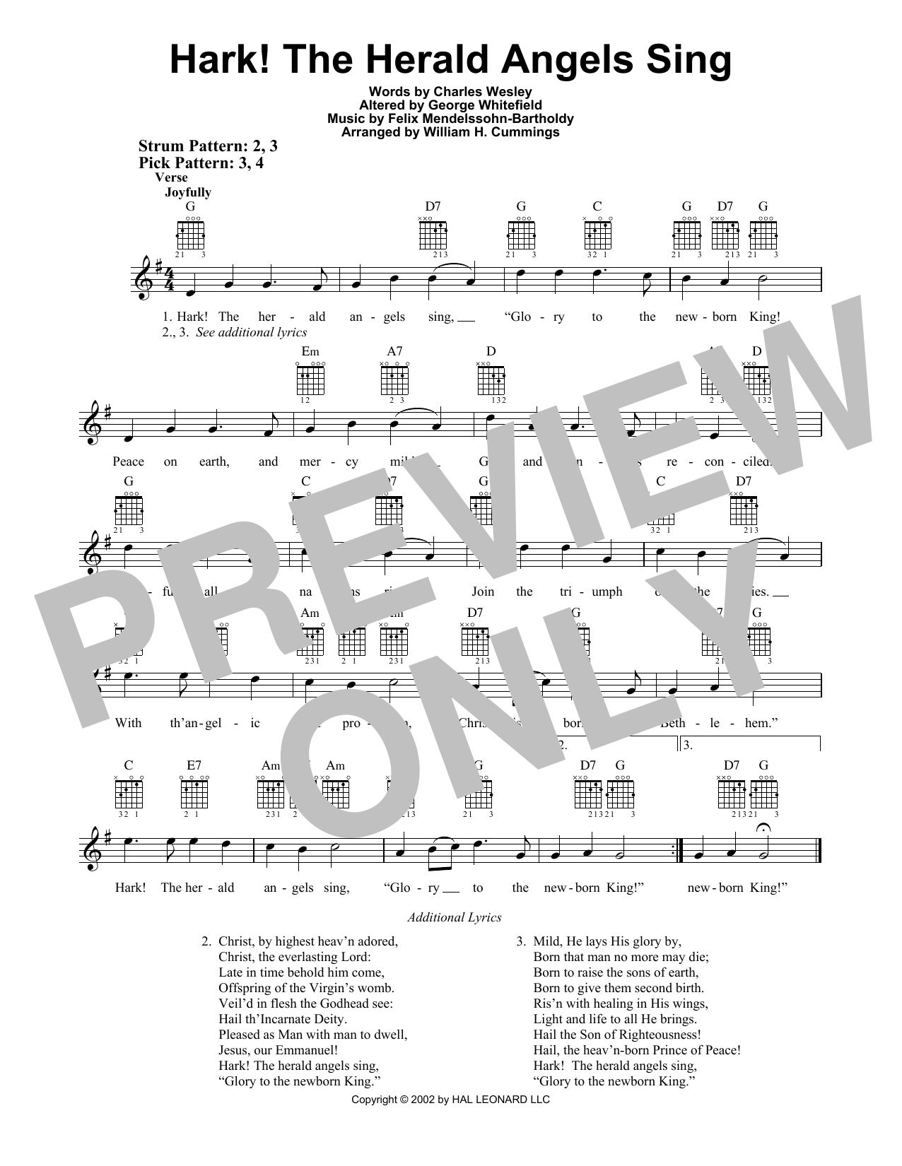 Hark! The Herald Angels Sing (Easy Guitar) von Felix Mendelssohn-Bartholdy