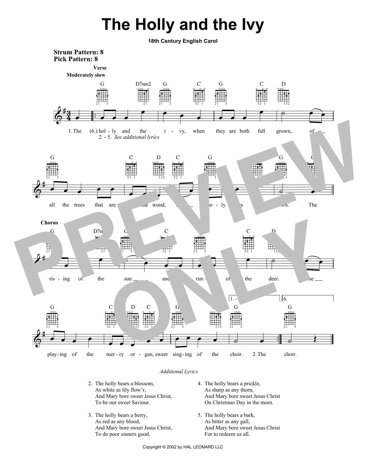 The Holly And The Ivy (Easy Guitar) von 18th Century English Carol